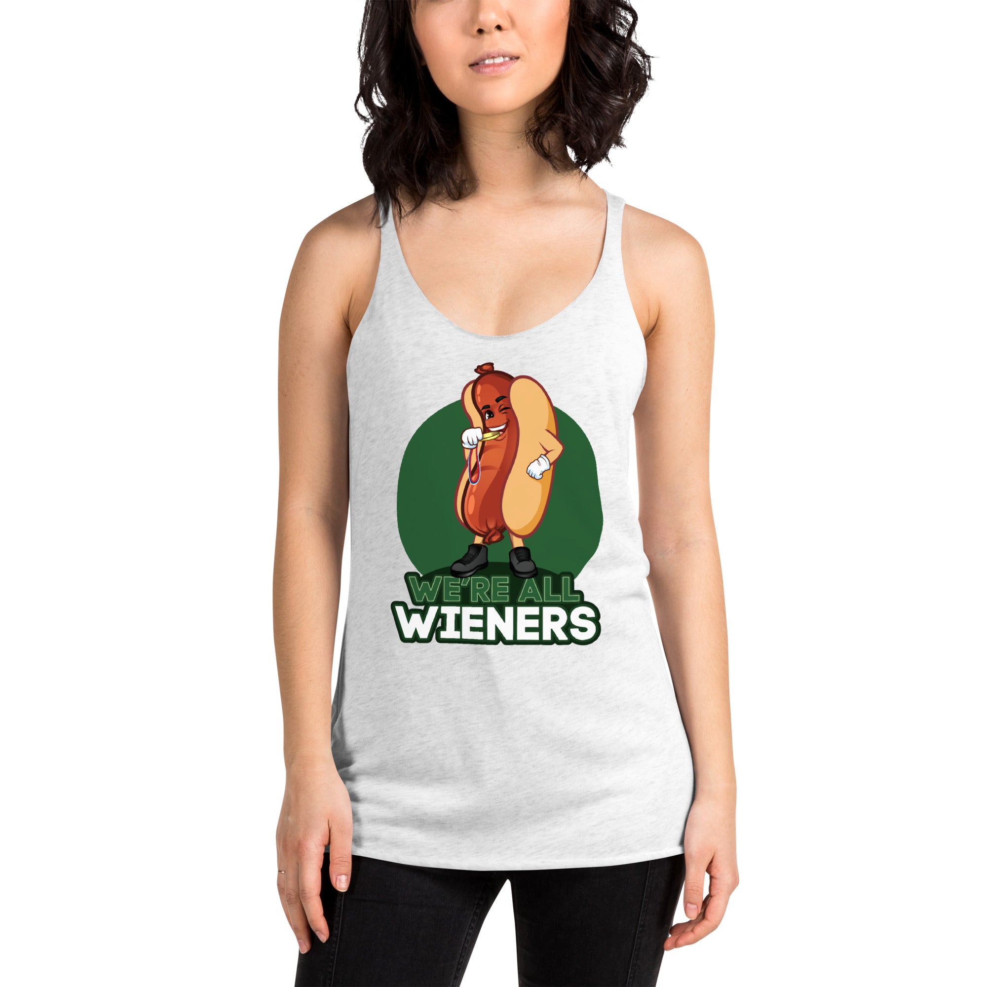 We're All Wieners Women's Racerback Tank - Green
