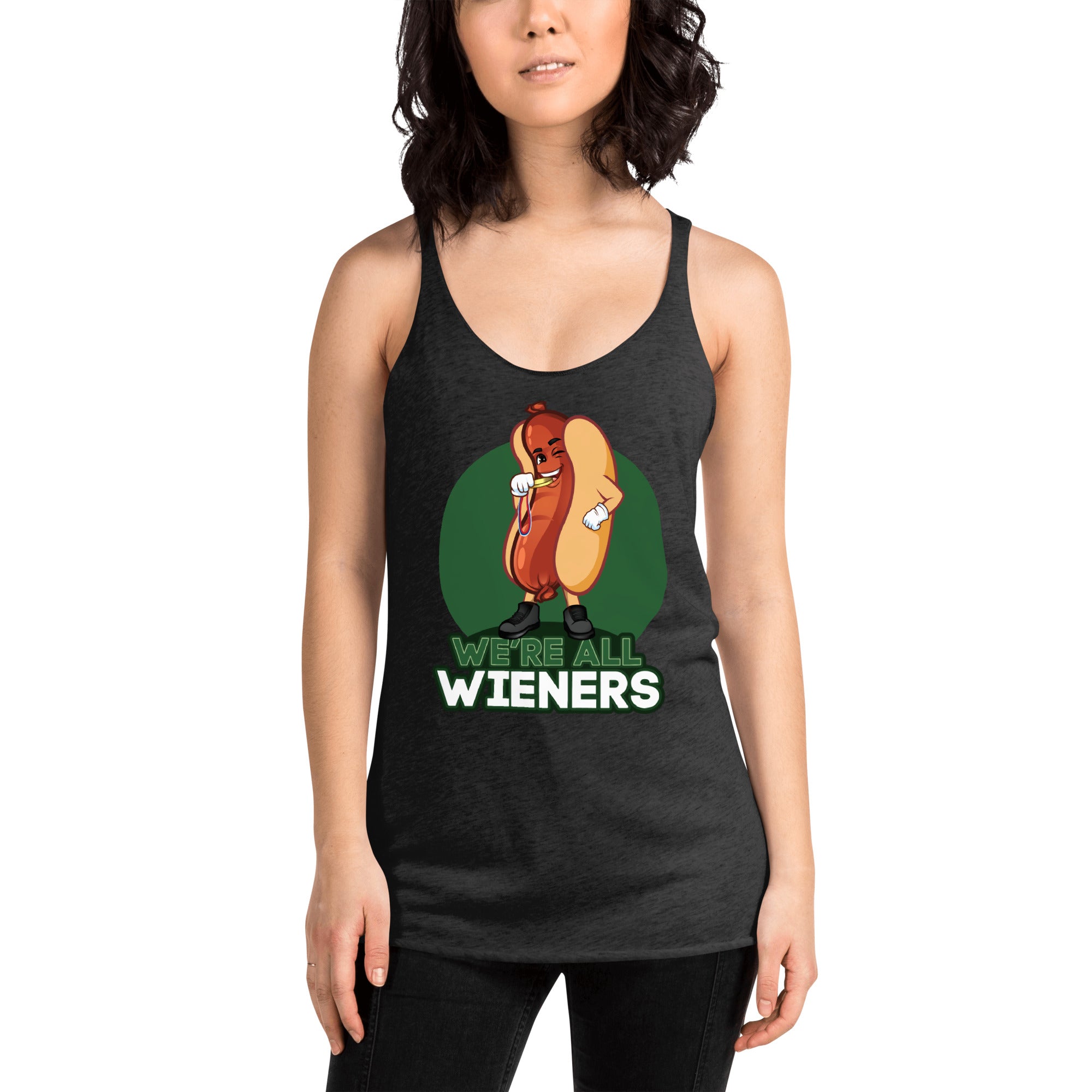 We're All Wieners Women's Racerback Tank - Green