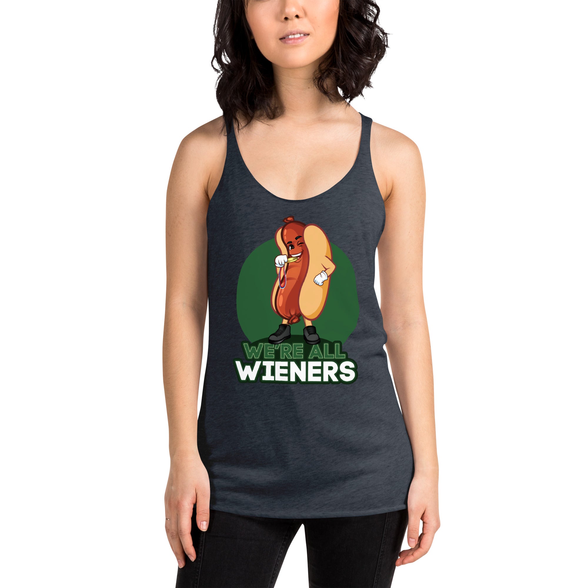 We're All Wieners Women's Racerback Tank - Green