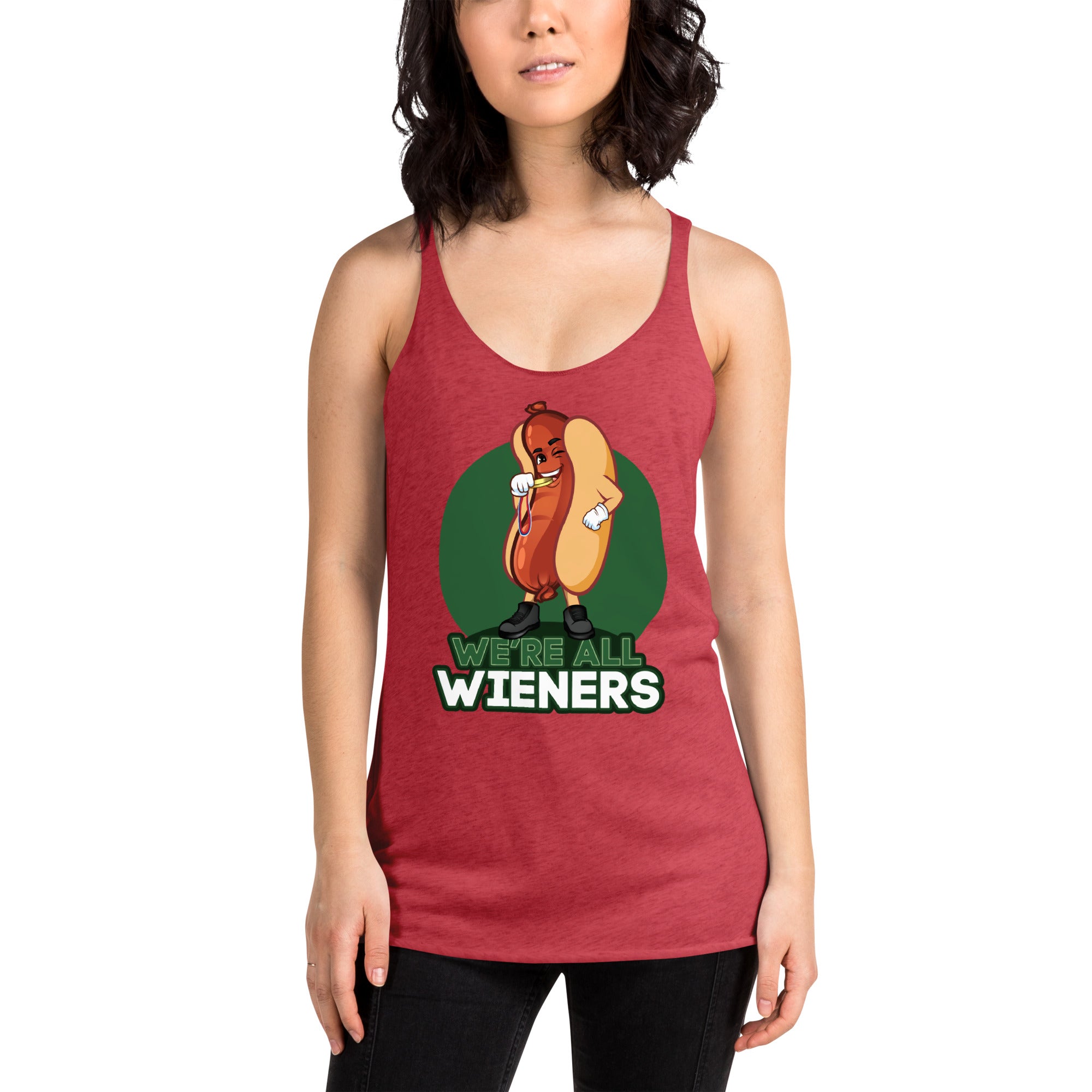 We're All Wieners Women's Racerback Tank - Green