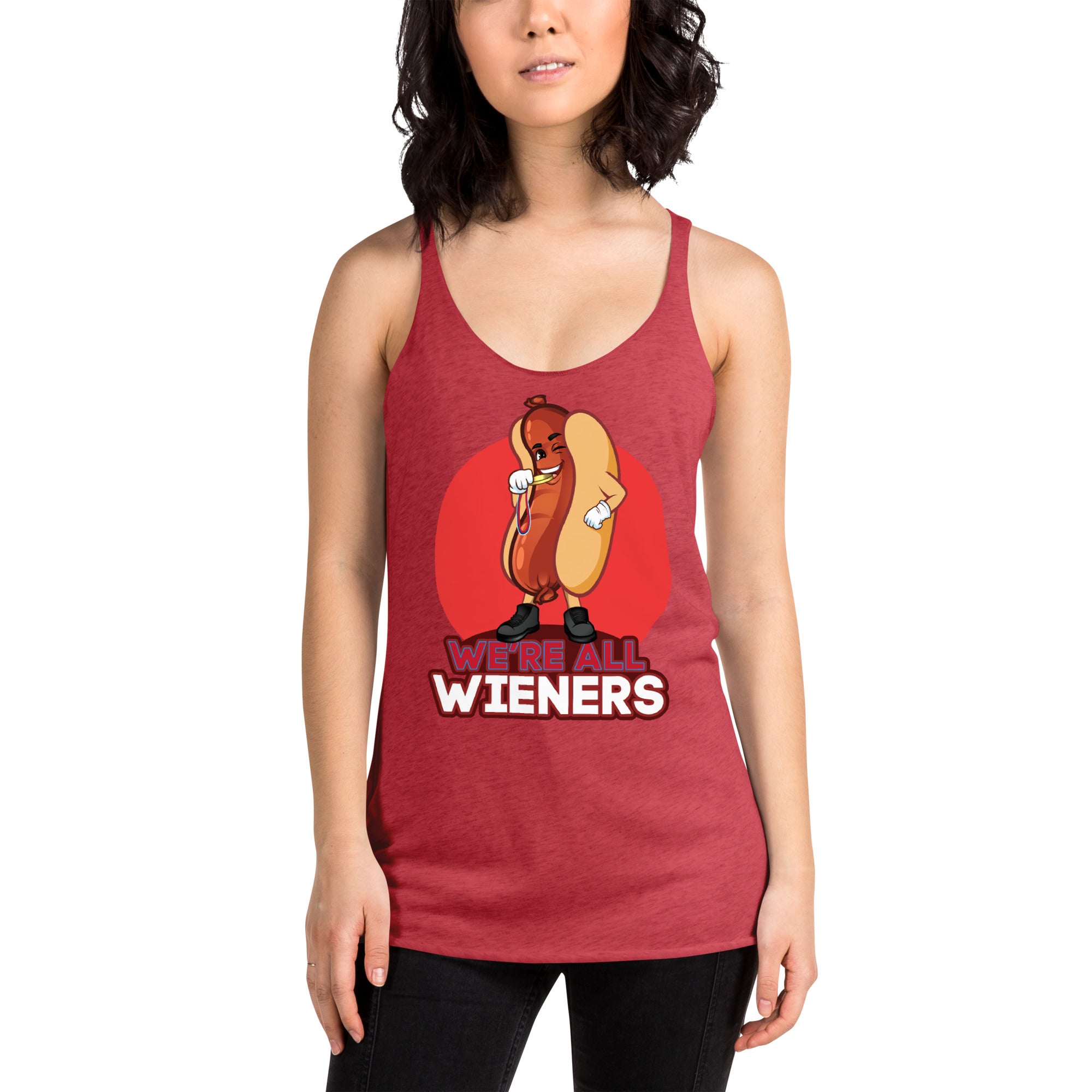 We're All Wieners Women's Racerback Tank - Red