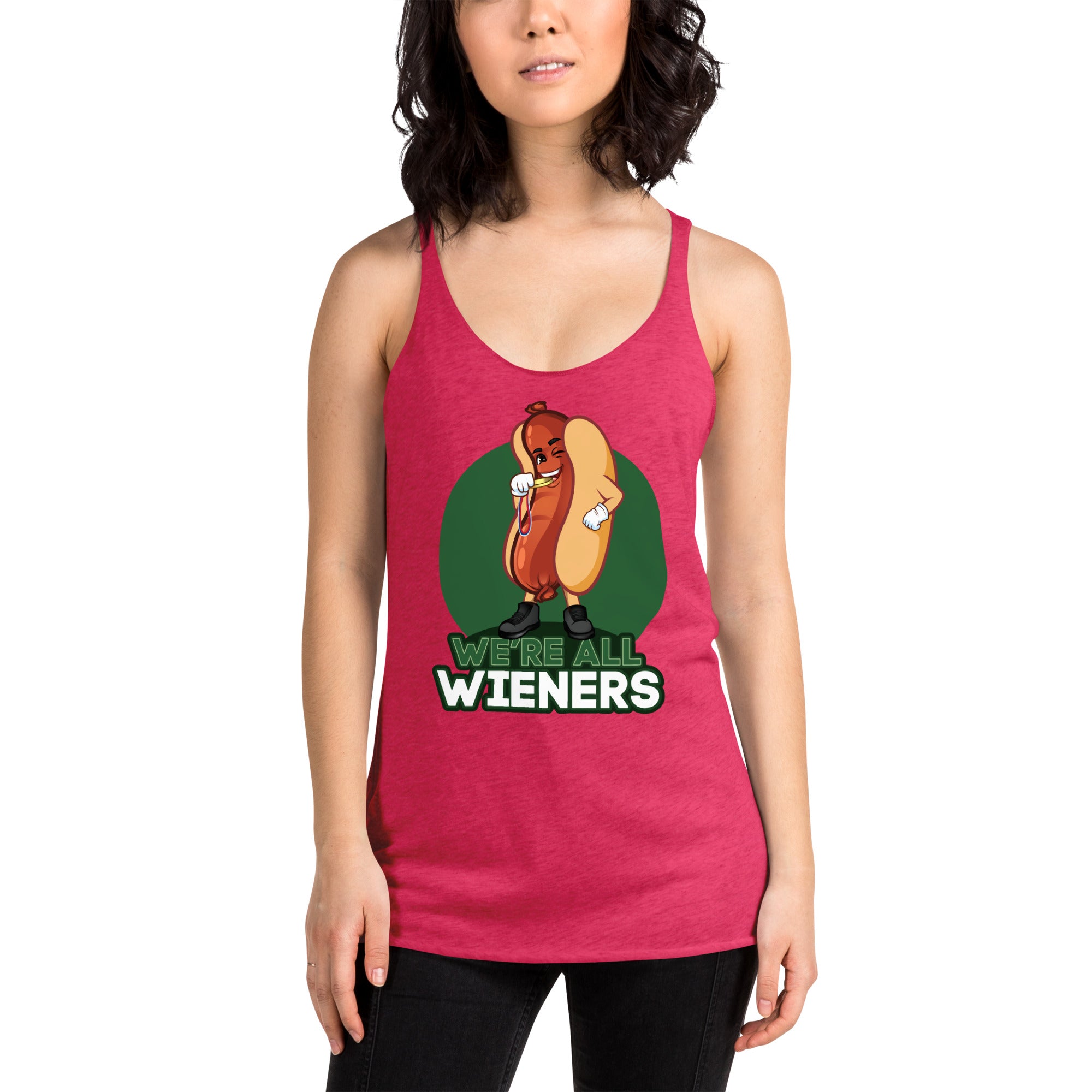 We're All Wieners Women's Racerback Tank - Green