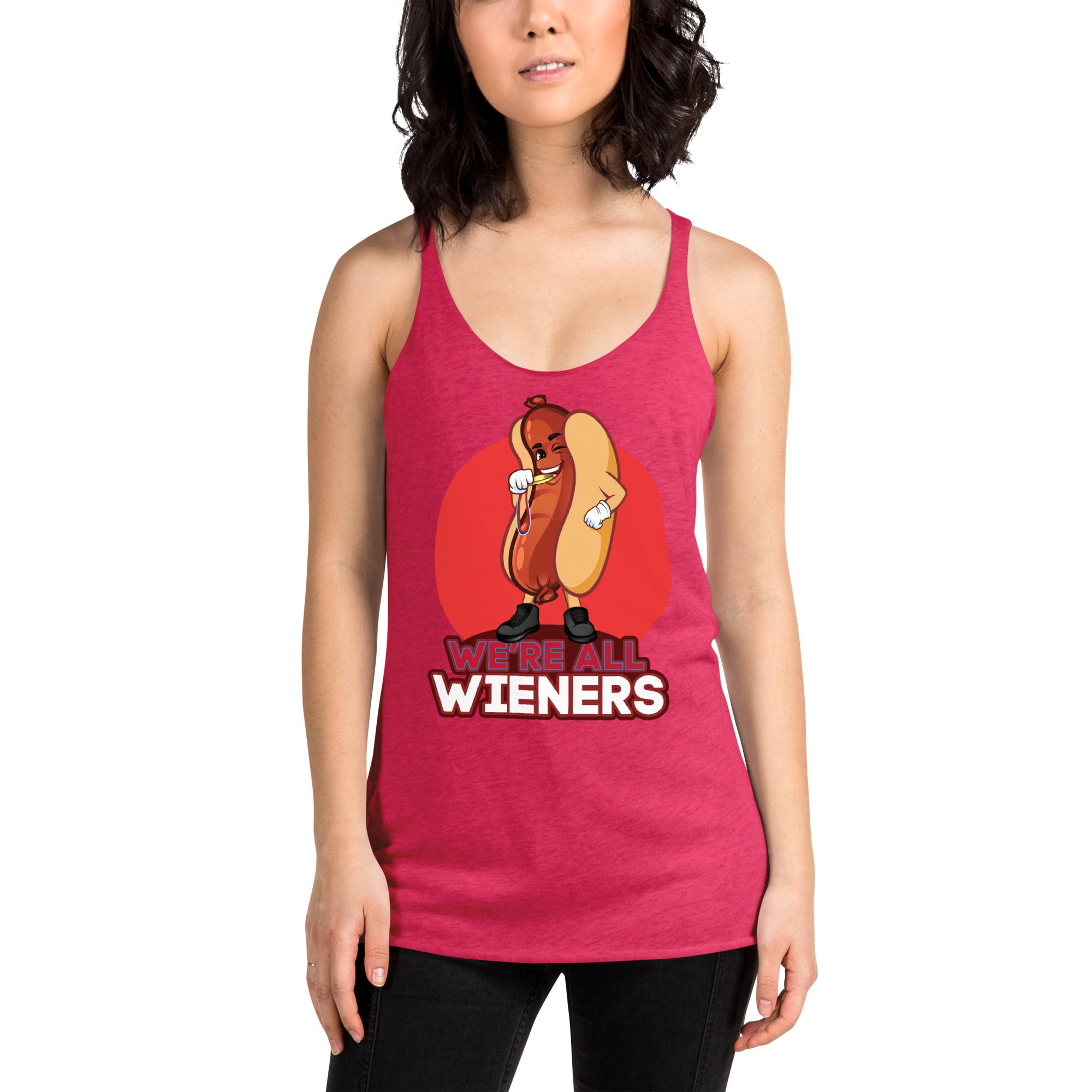 We're All Wieners Women's Racerback Tank - Red