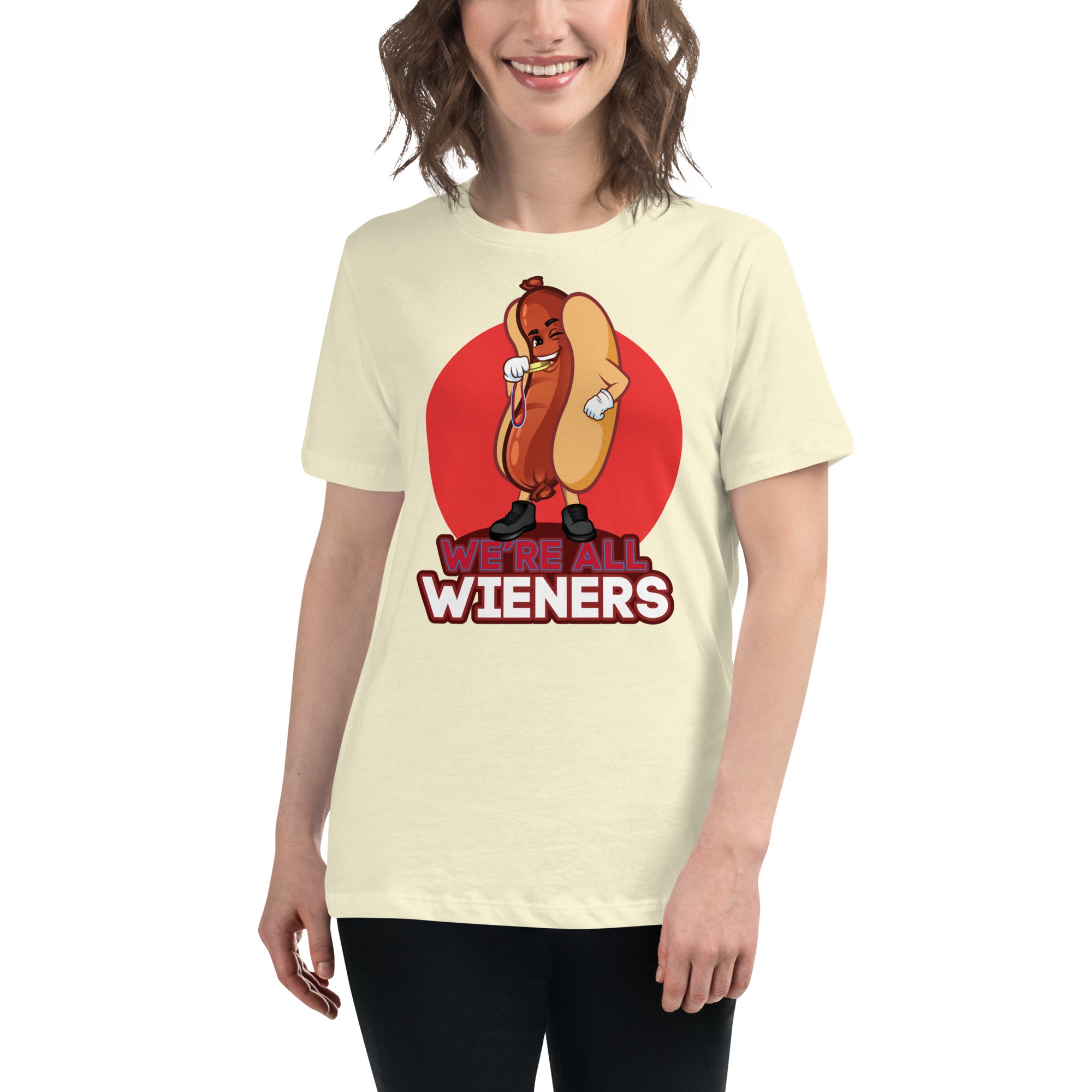 We're All Wiener's Women's Premium Fit T-Shirt - Red