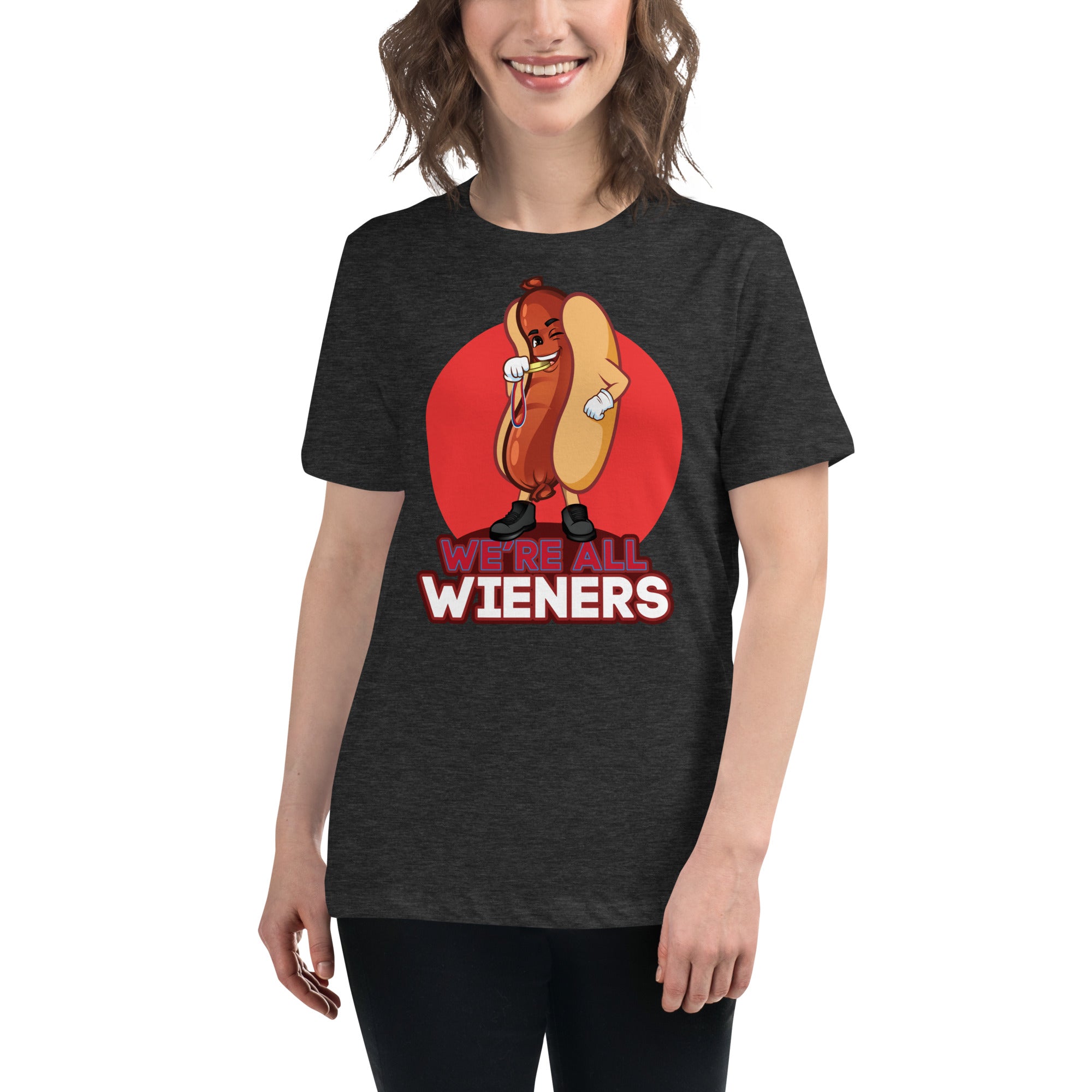 We're All Wiener's Women's Premium Fit T-Shirt - Red