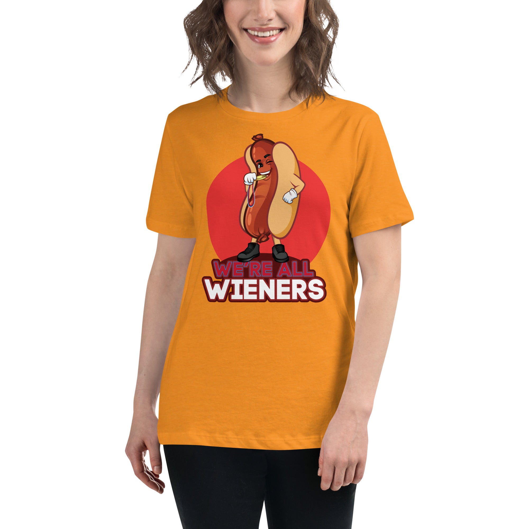 We're All Wiener's Women's Premium Fit T-Shirt - Red