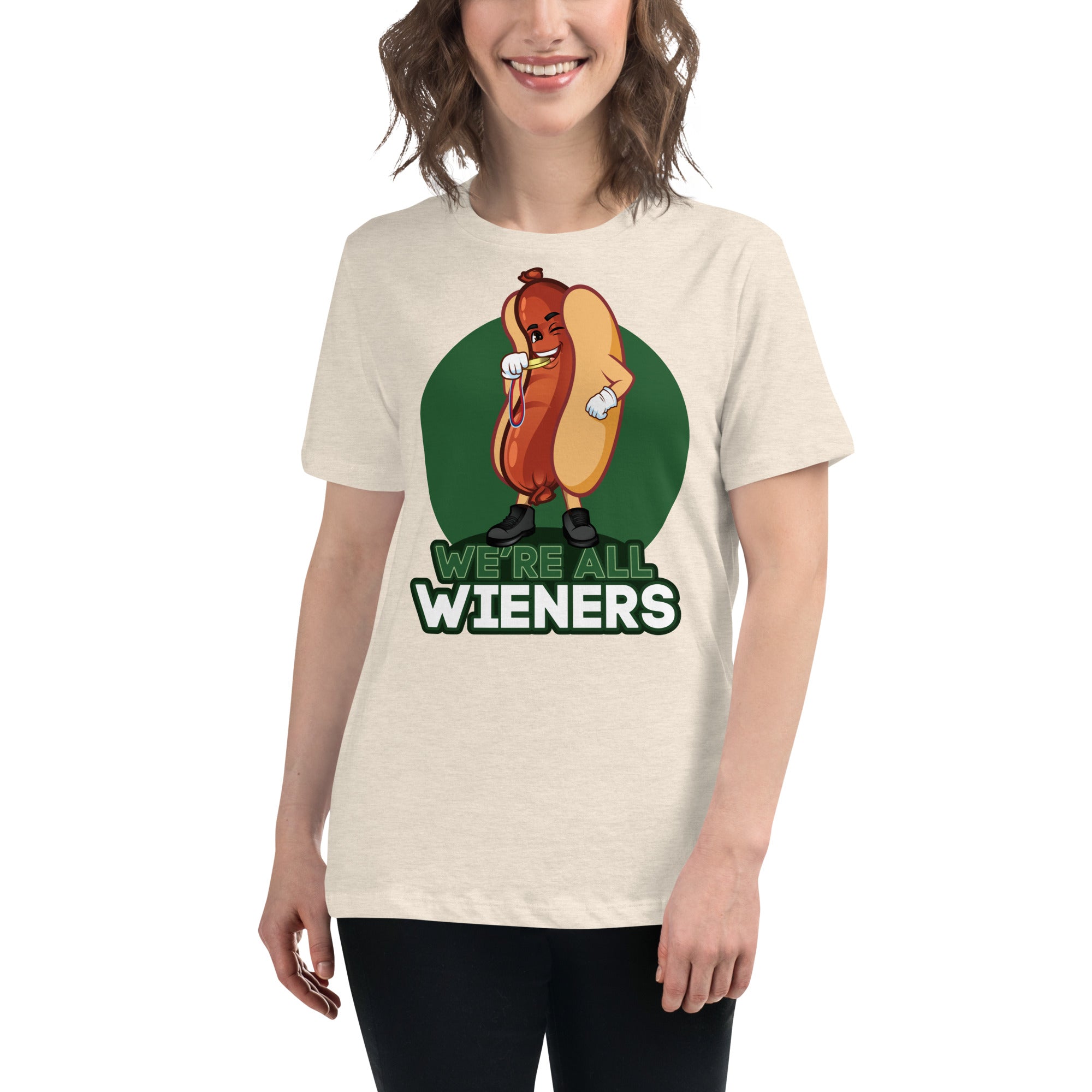 We're All Wieners Women's Premium Fit T-Shirt - Green