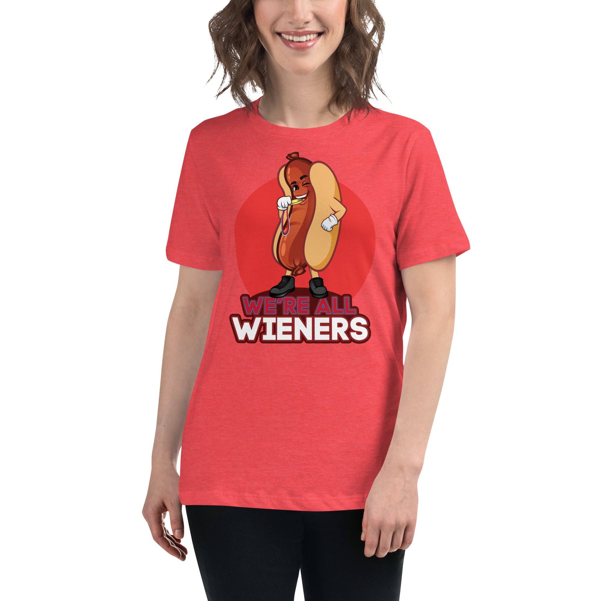We're All Wiener's Women's Premium Fit T-Shirt - Red