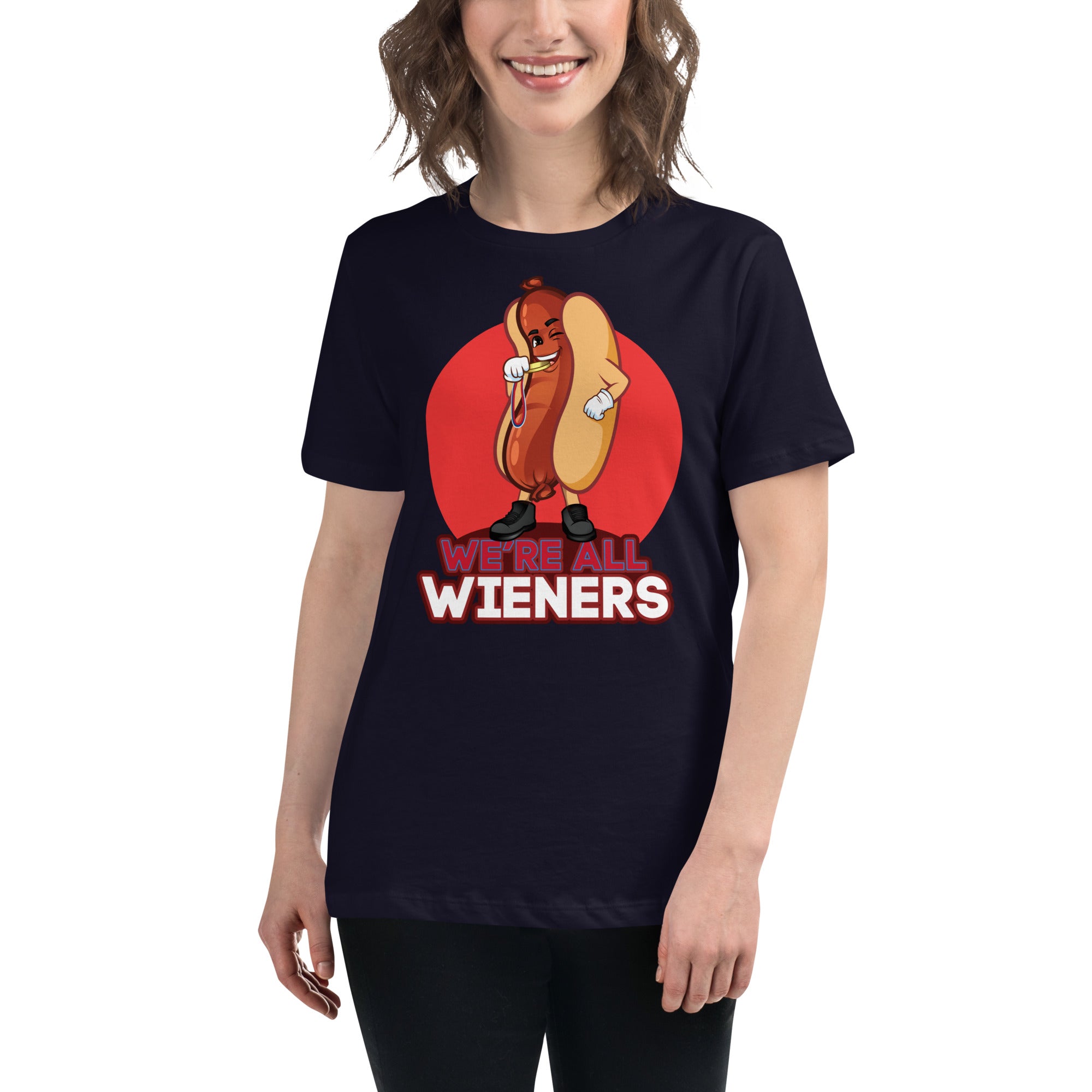We're All Wiener's Women's Premium Fit T-Shirt - Red