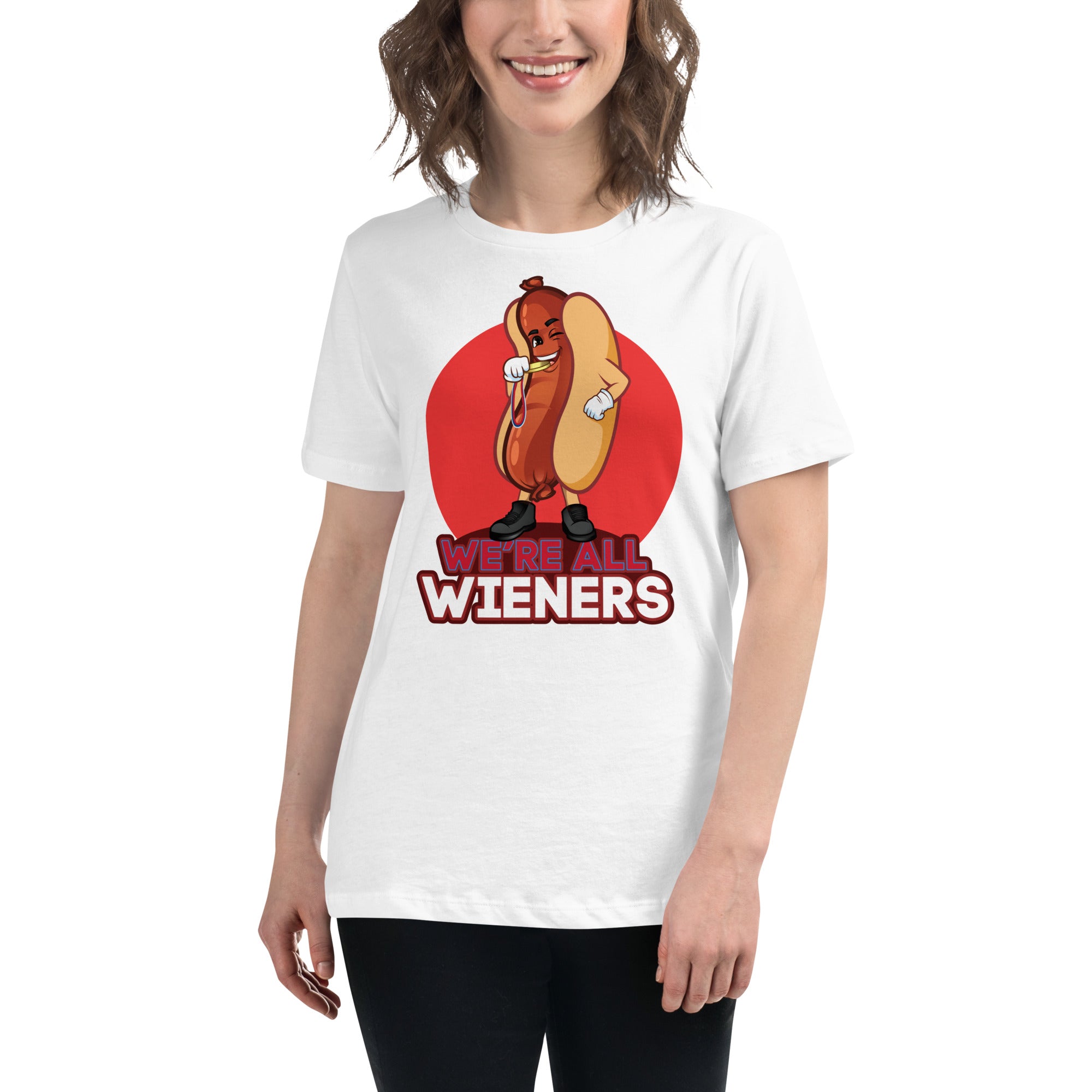 We're All Wiener's Women's Premium Fit T-Shirt - Red