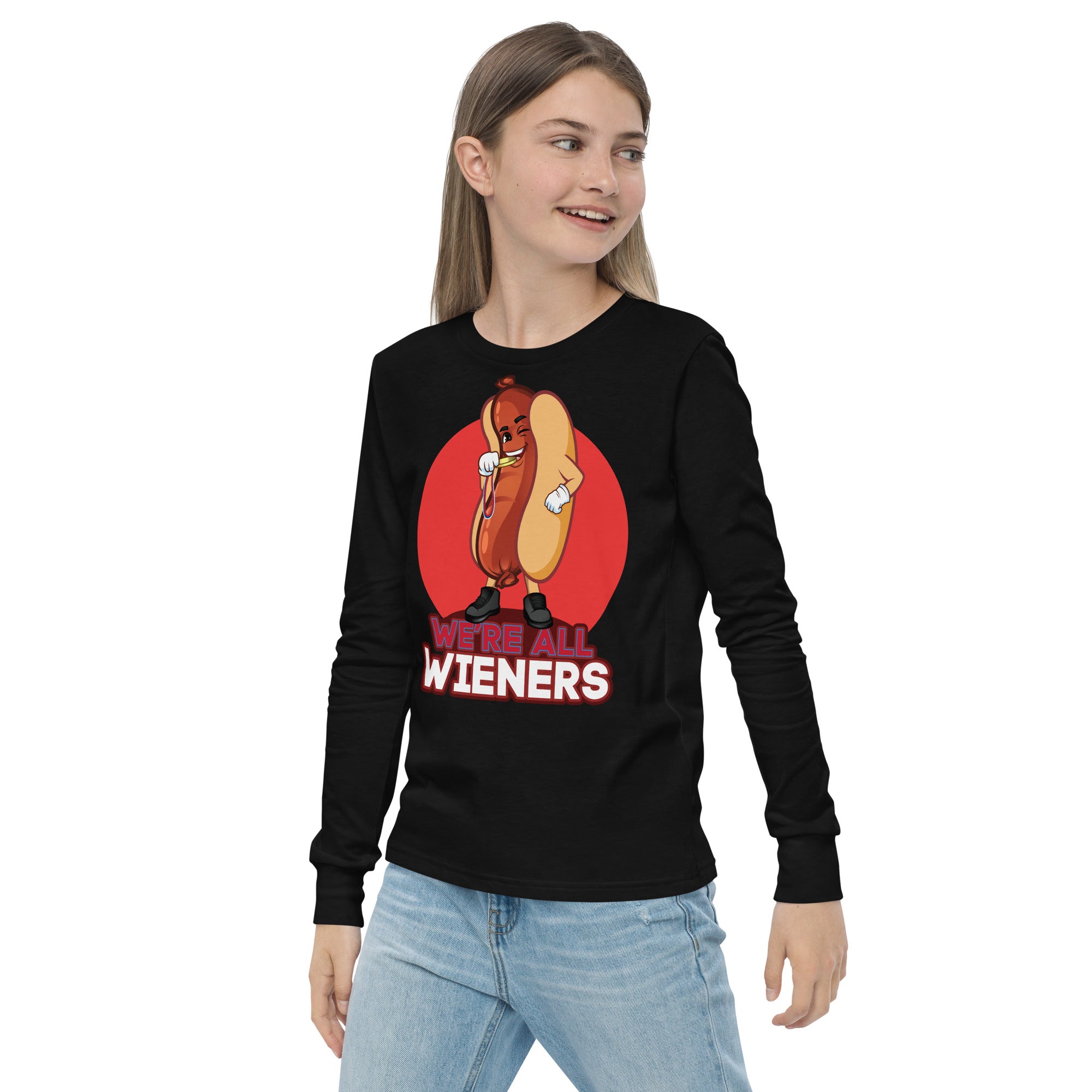 We're All Wieners - Youth Long Sleeve Tee - Red