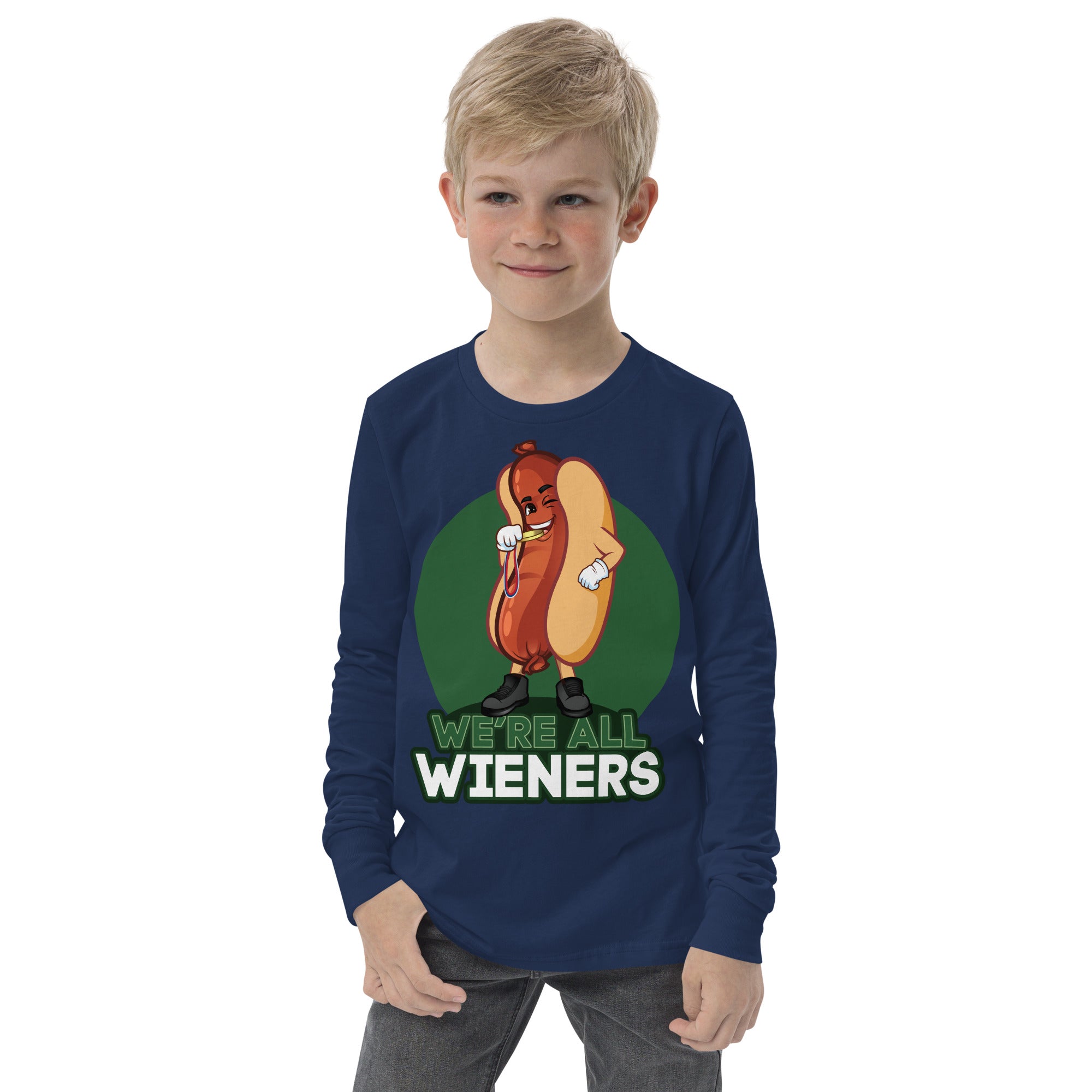 We're All Wieners - Youth Long Sleeve Tee - Green