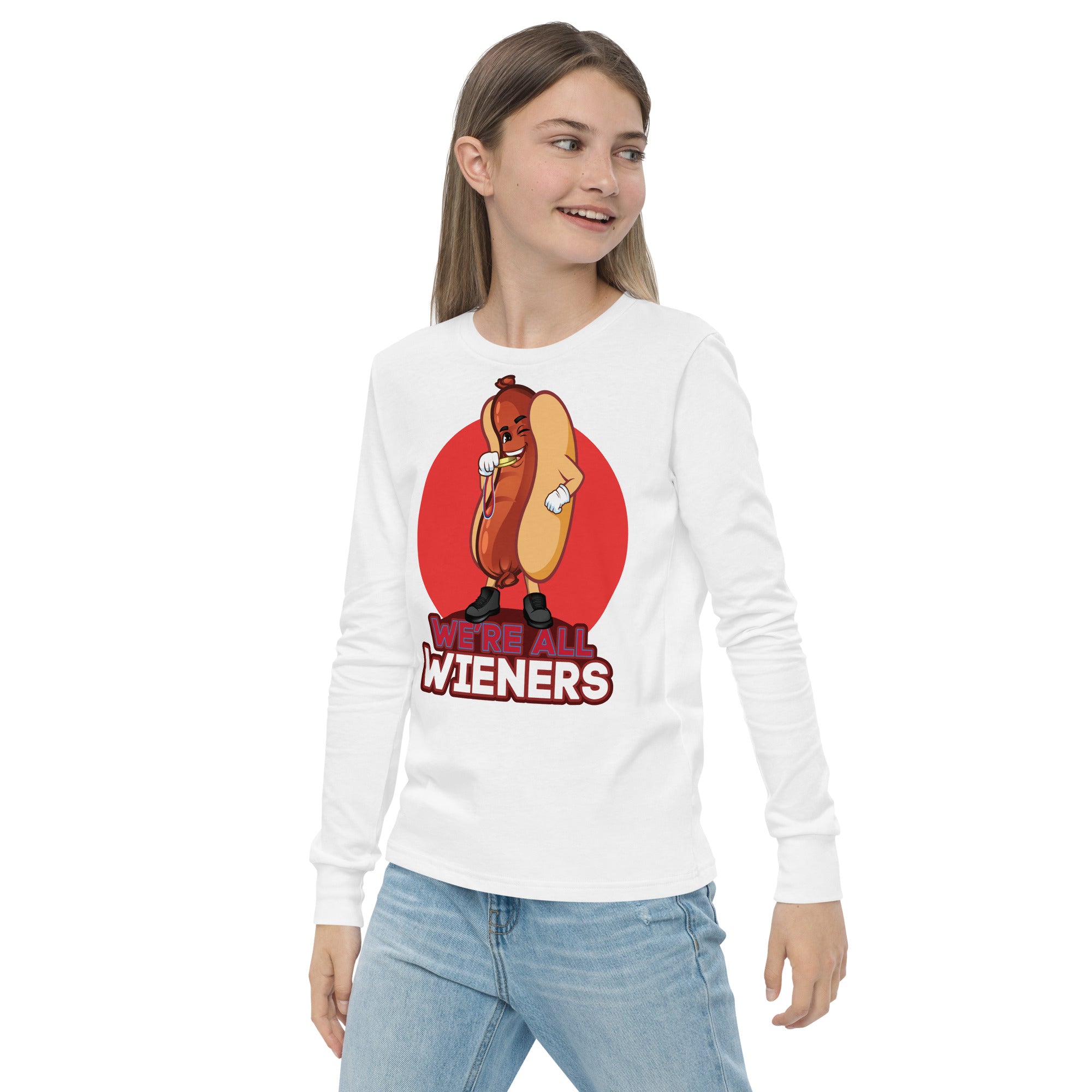 We're All Wieners - Youth Long Sleeve Tee - Red