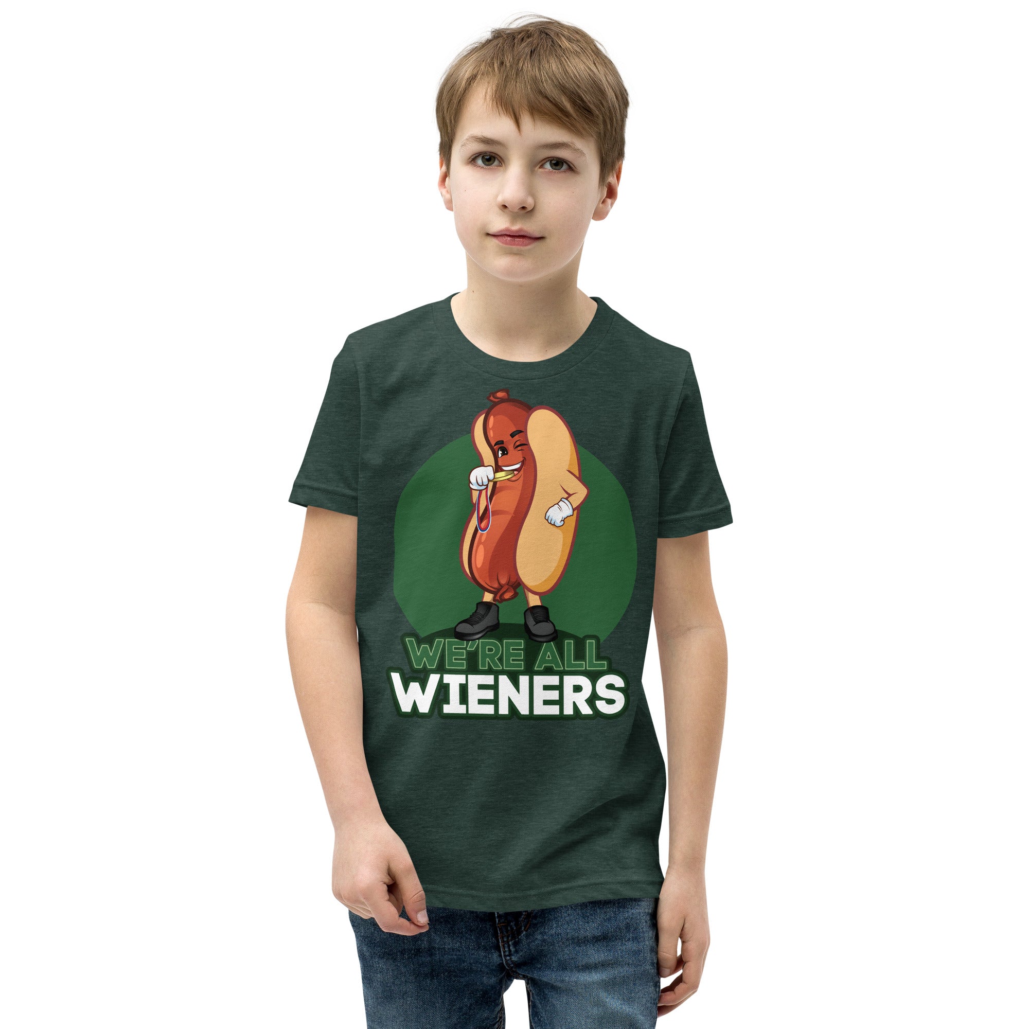 We're All Wieners - Youth Short Sleeve T-Shirt - Green