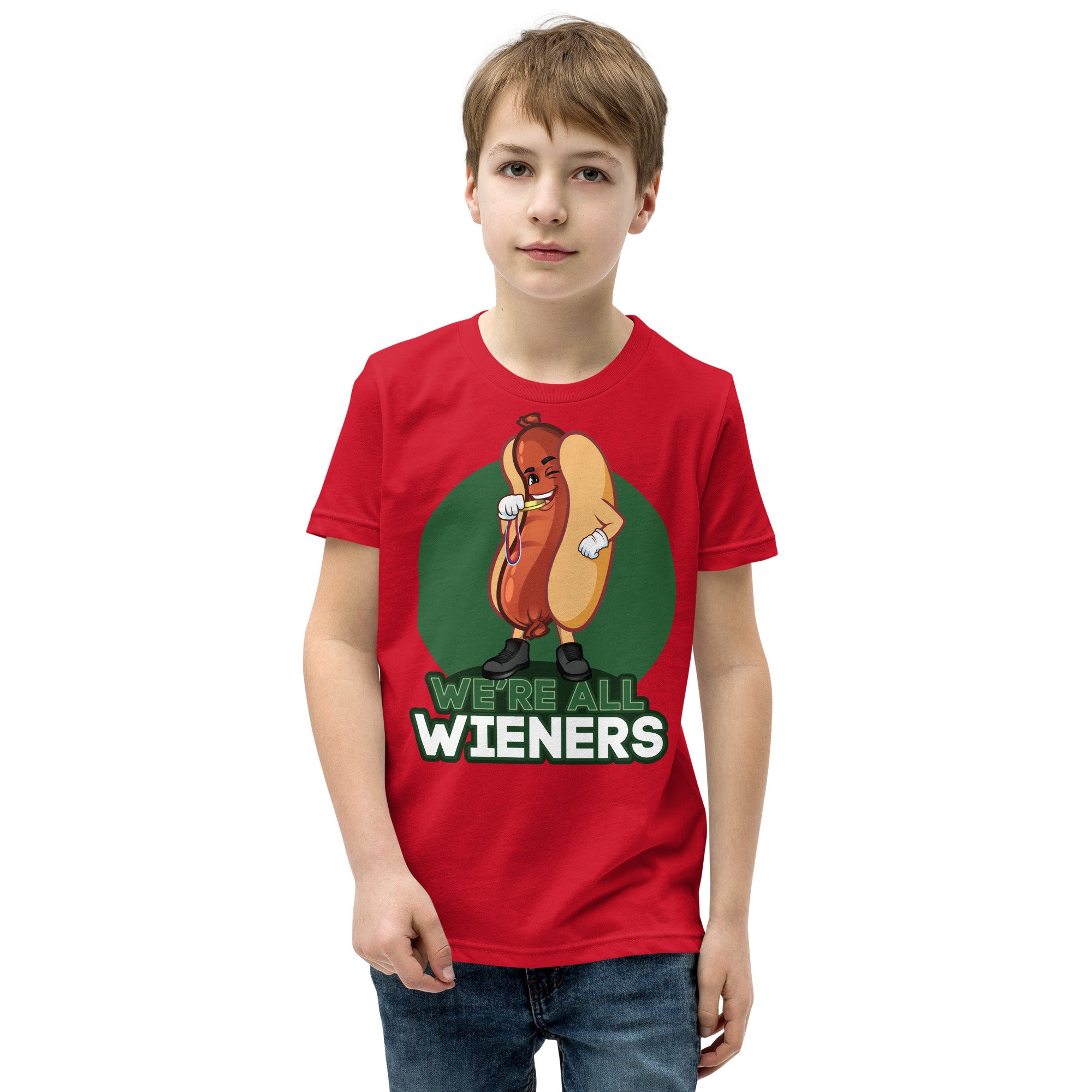 We're All Wieners - Youth Short Sleeve T-Shirt - Green