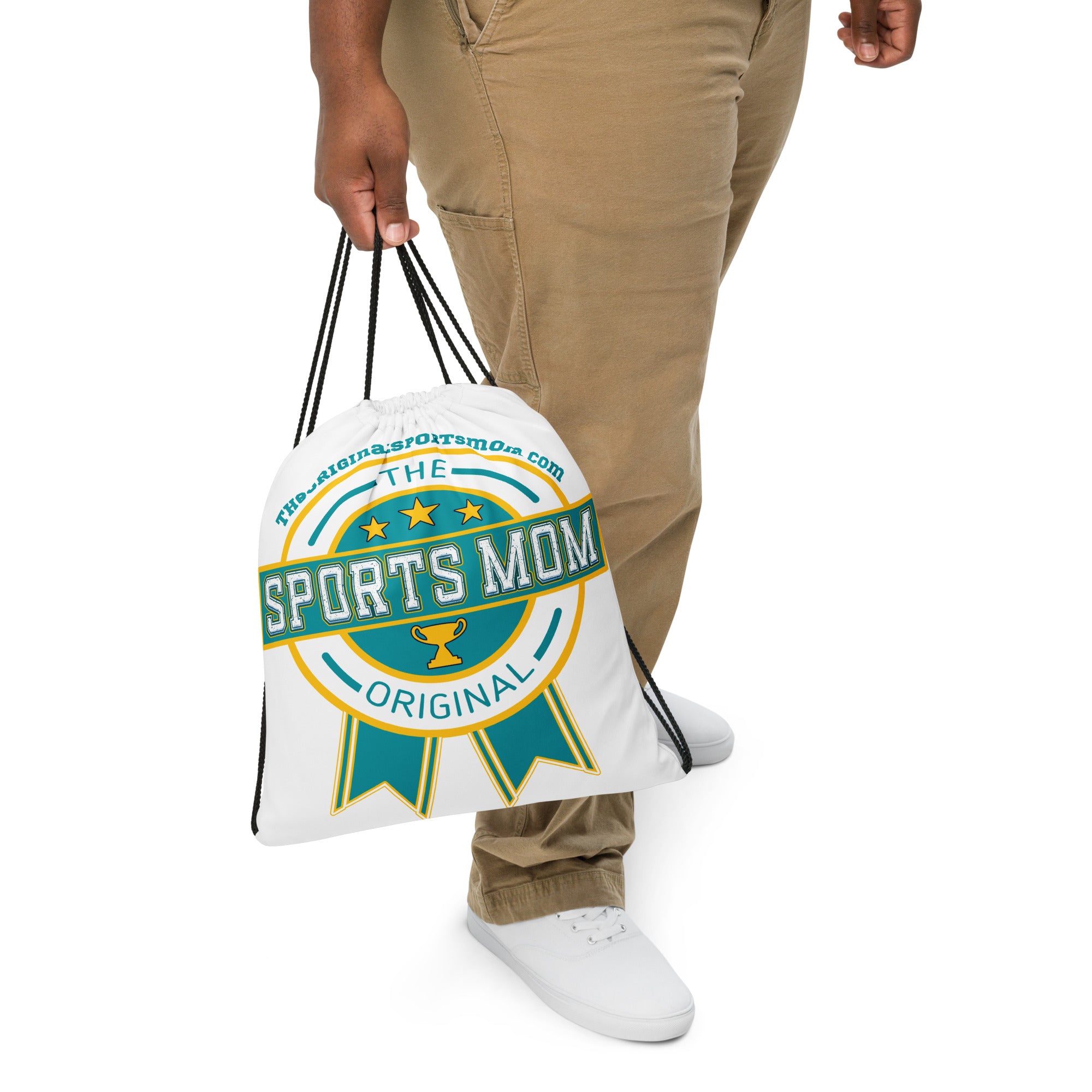 Sports Mom Drawstring Bag - White