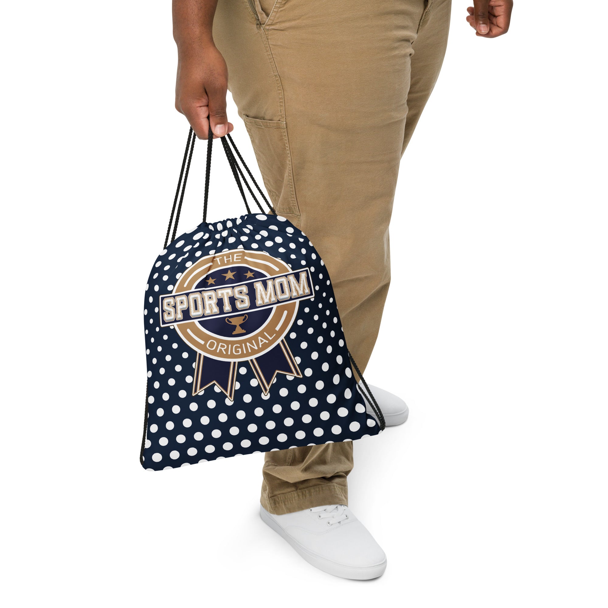 Sports Mom Drawstring Bag - Away Game - Polka Dotty