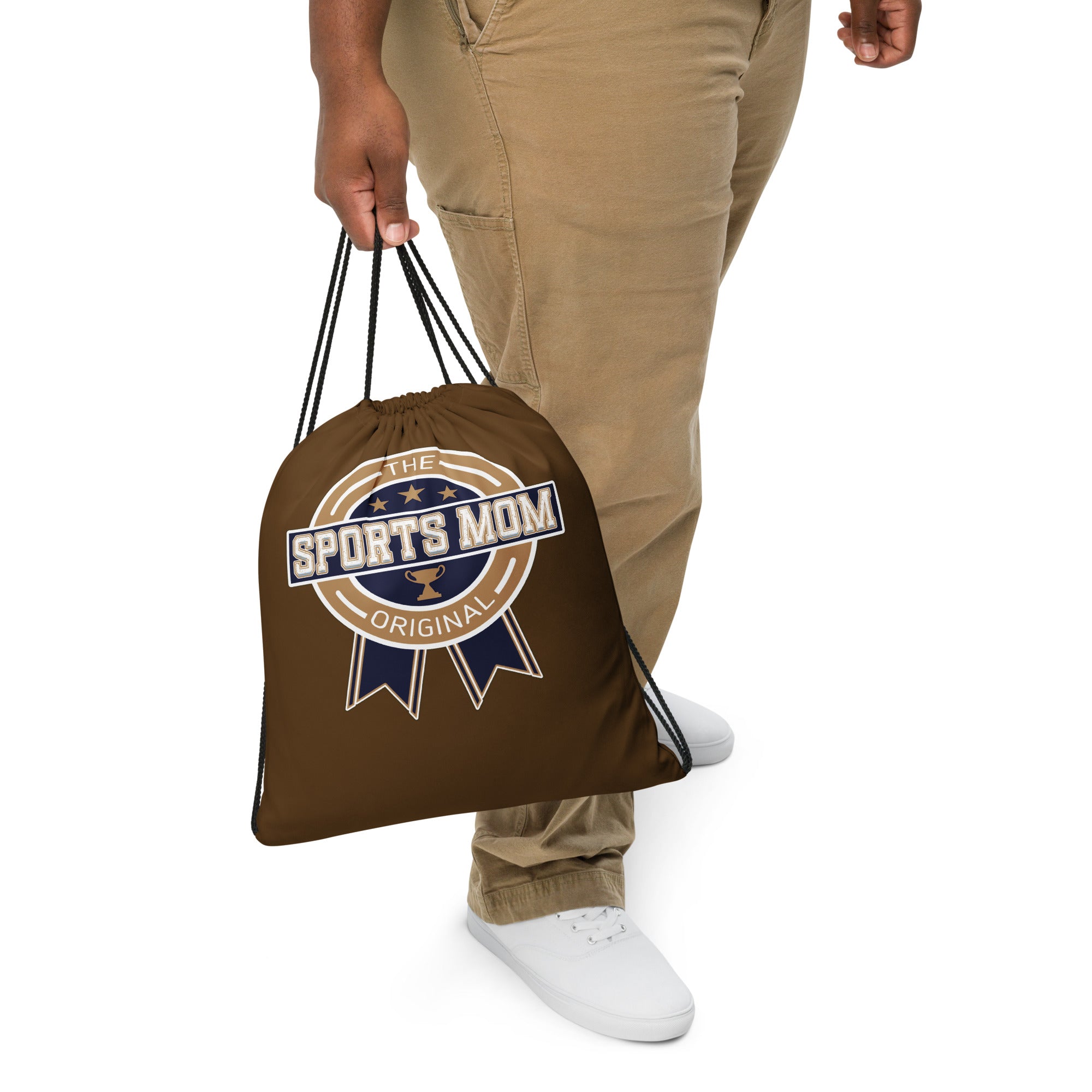 Sports Mom Drawstring Bag - Away Game - Brown