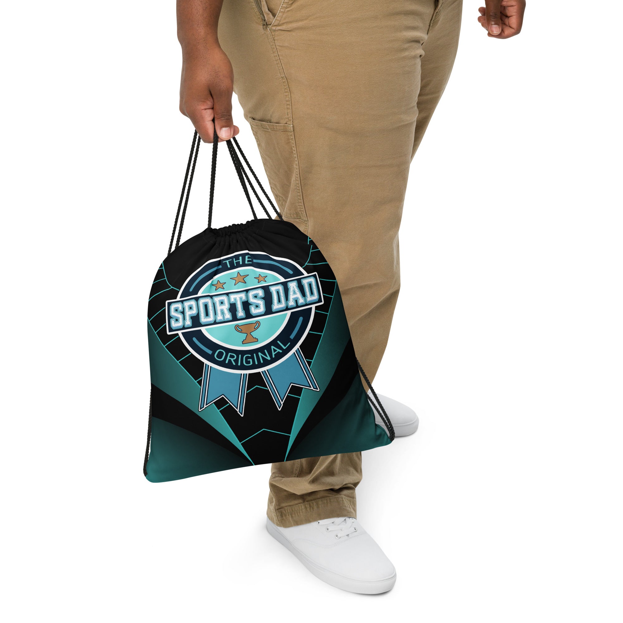 Sports Dad Drawstring Bag - Teal Stare