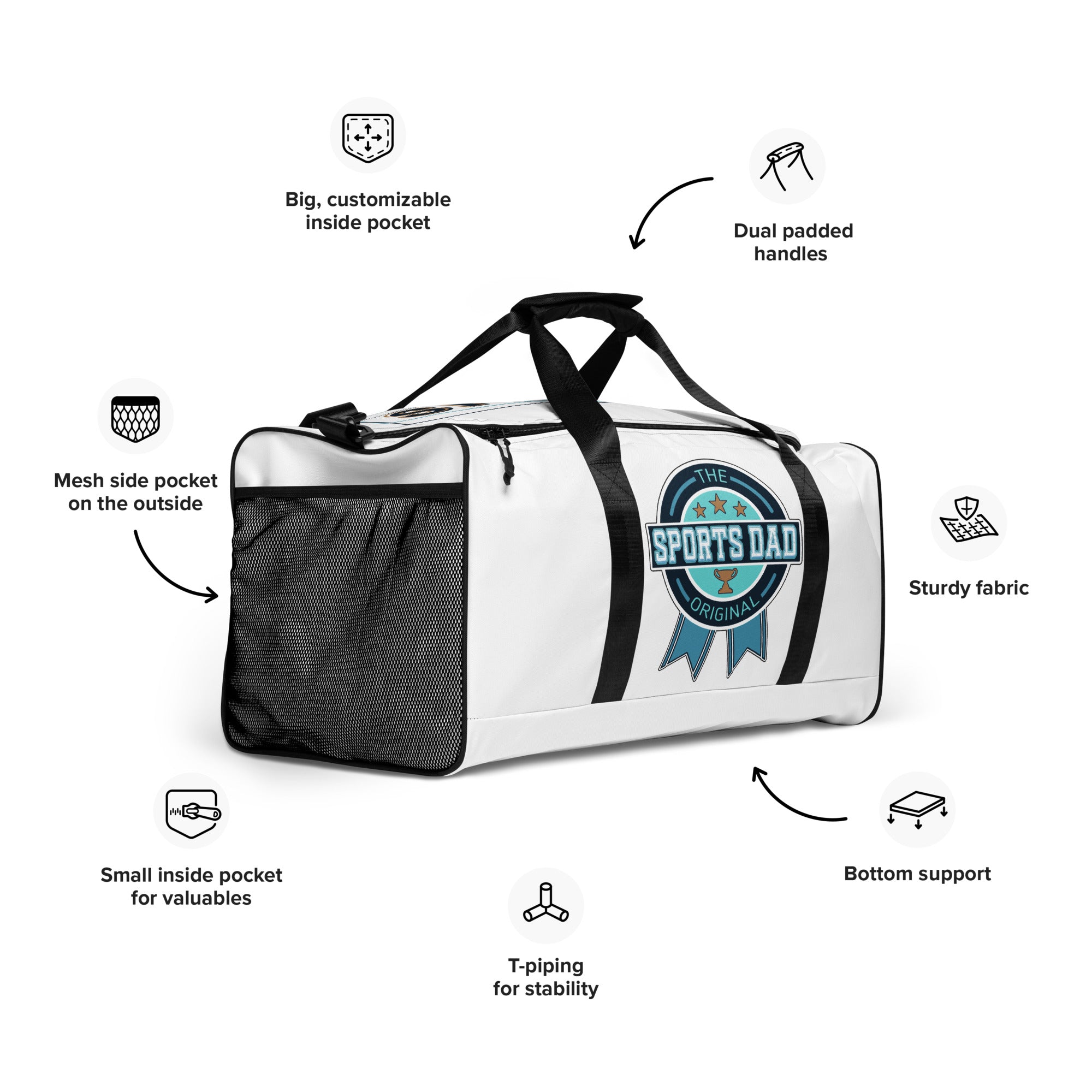 Sports Dad Ultimate Duffle Bag - White