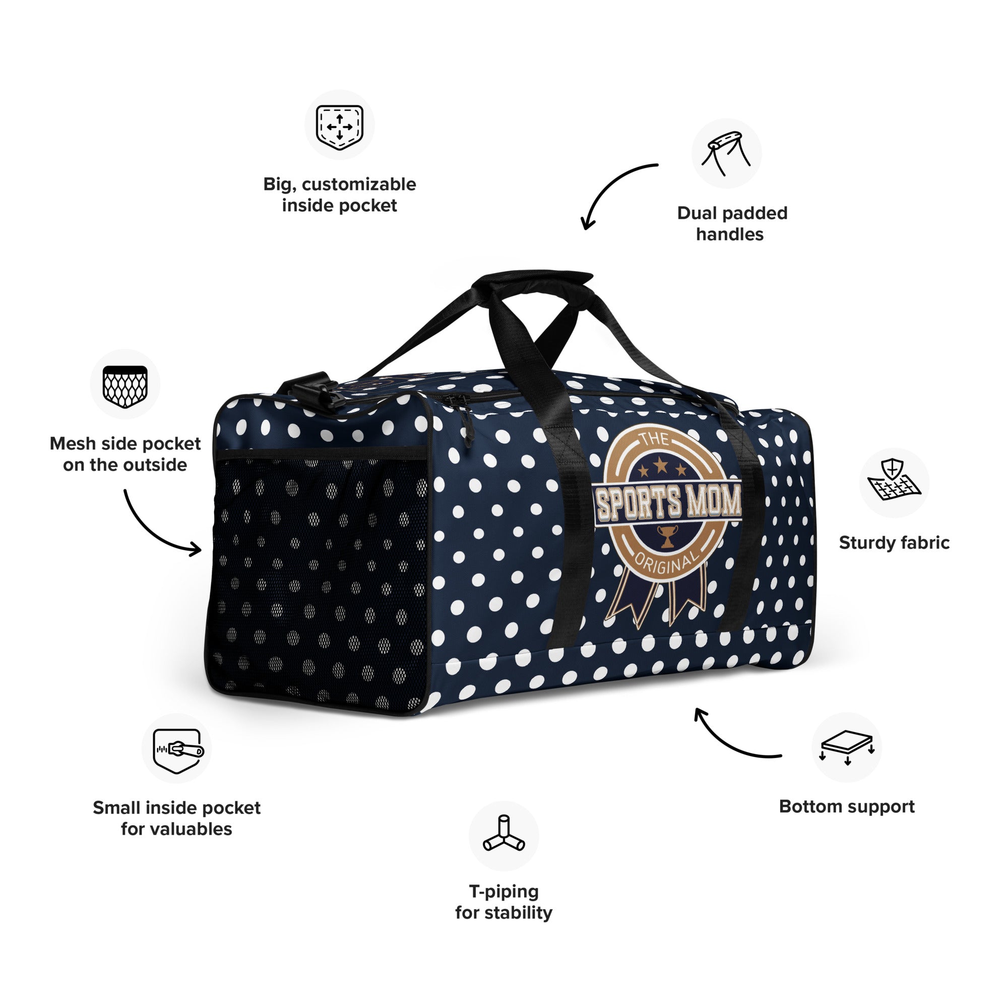 Sports Mom - Away Game - Ultimate Duffle Bag - Polka Dotty