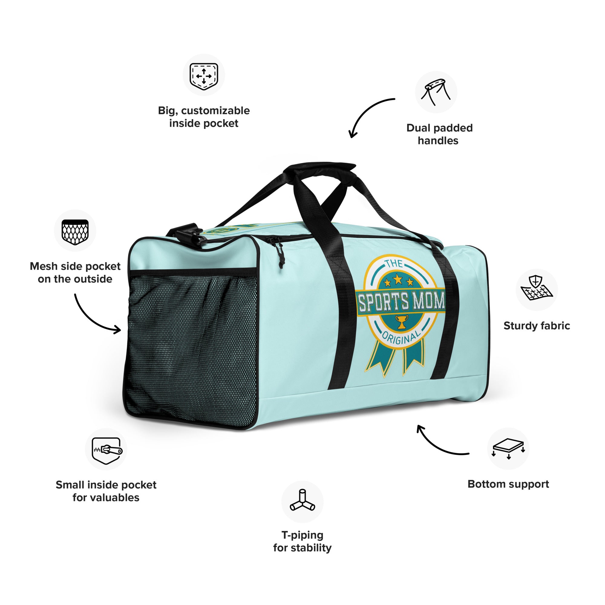 Sports Mom Ultimate Duffle Bag - Light Cyan