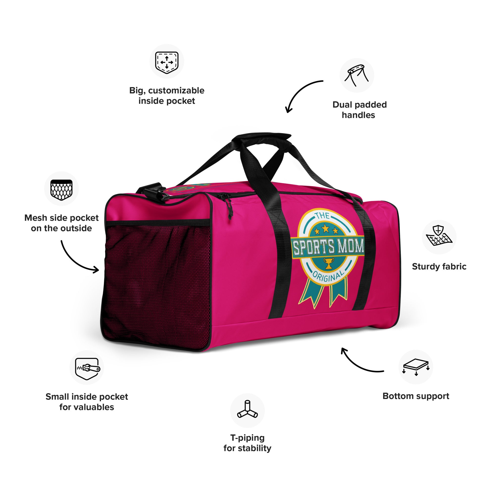 Sports Mom Ultimate Duffle Bag - Vibrant Pink