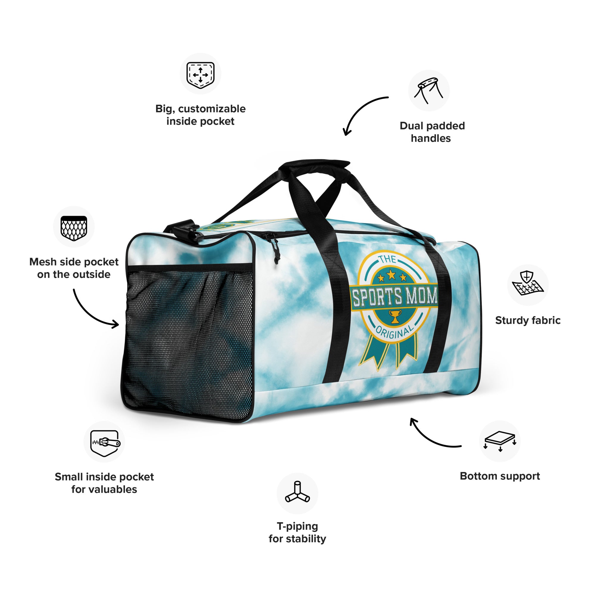 Sports Mom Ultimate Duffle Bag - Blue Sky Tie-Dye