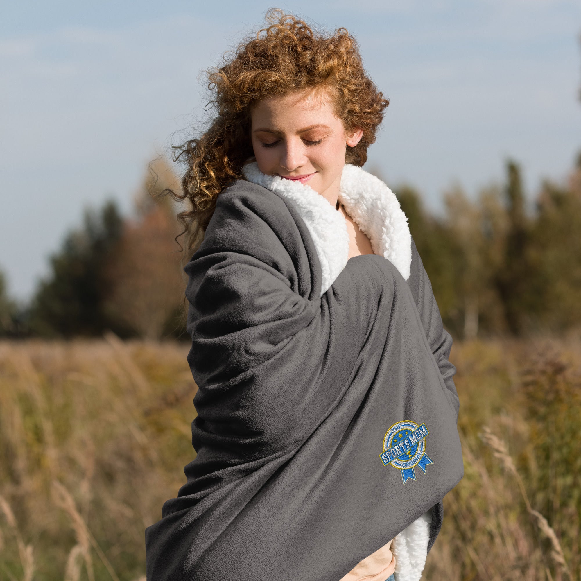 The Original Sports Mom - Premium Sherpa Blanket Grey