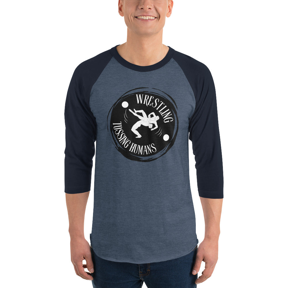 Wrestling Tossing Humans Premium Men's 3/4 Sleeve