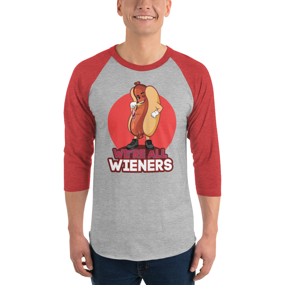 We're All Wieners Original Premium Men's 3/4 Sleeve - Red