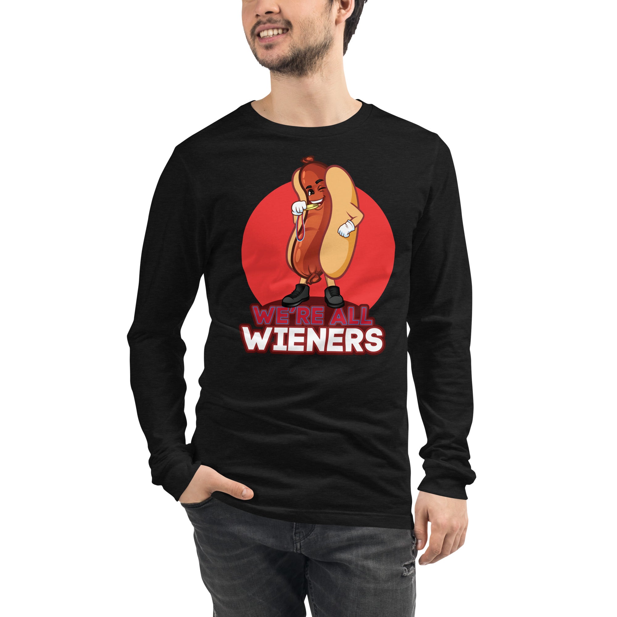 We're All Wiener's Men's Select Long Sleeve - Red