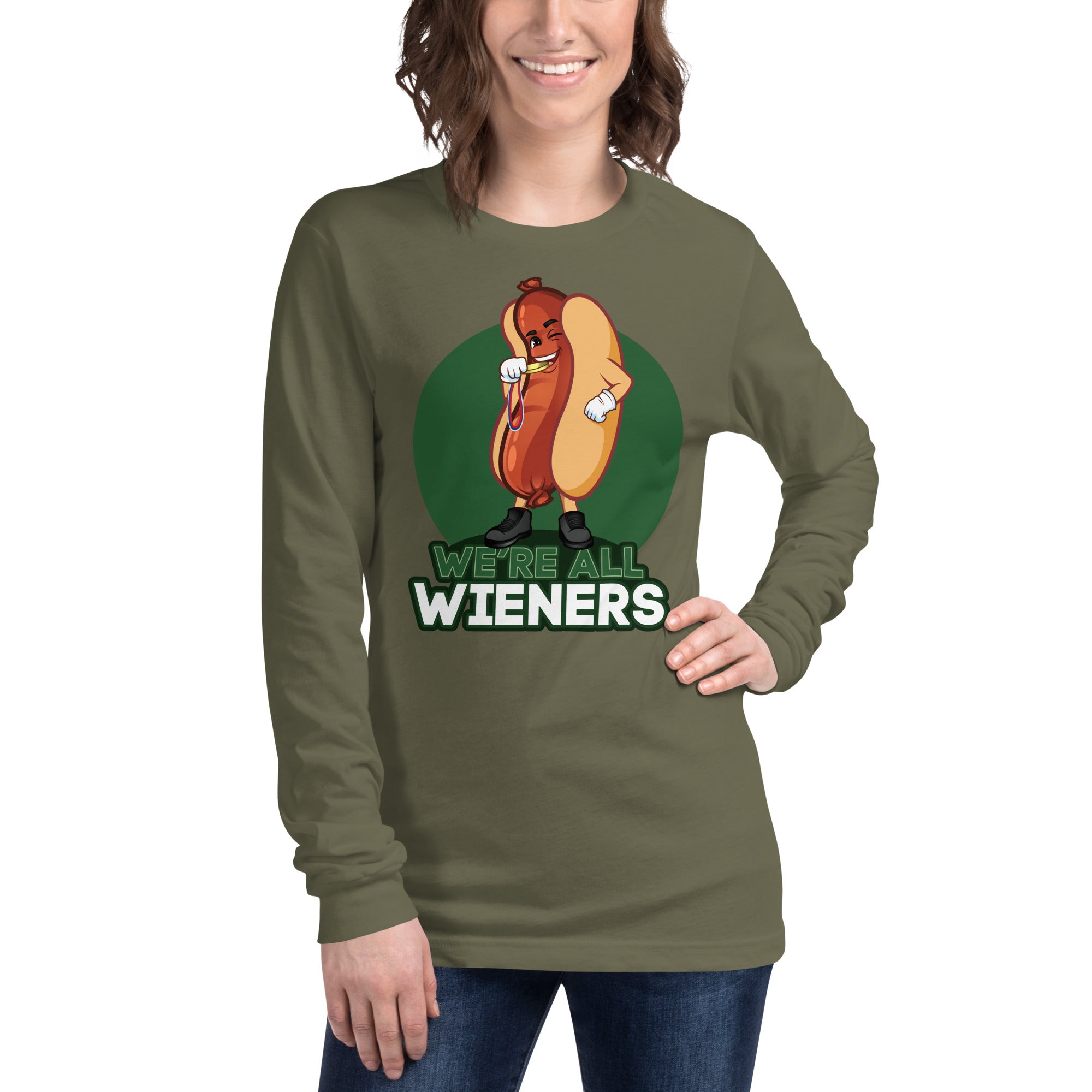 We're All Wieners Women's Select Long Sleeve - Green