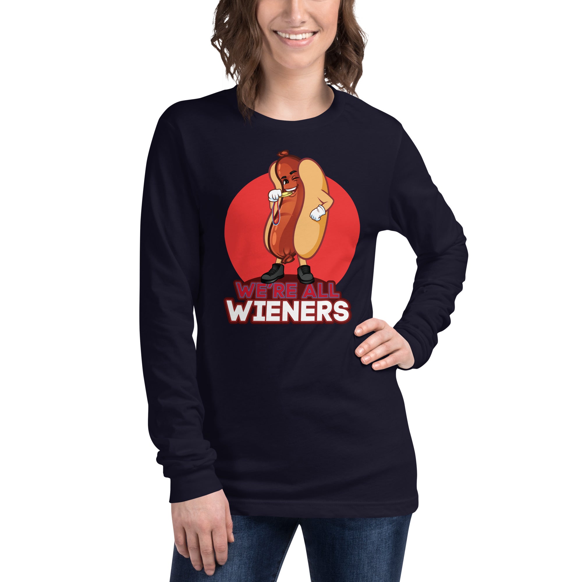 We're All Wieners Women's Select Long Sleeve - Red