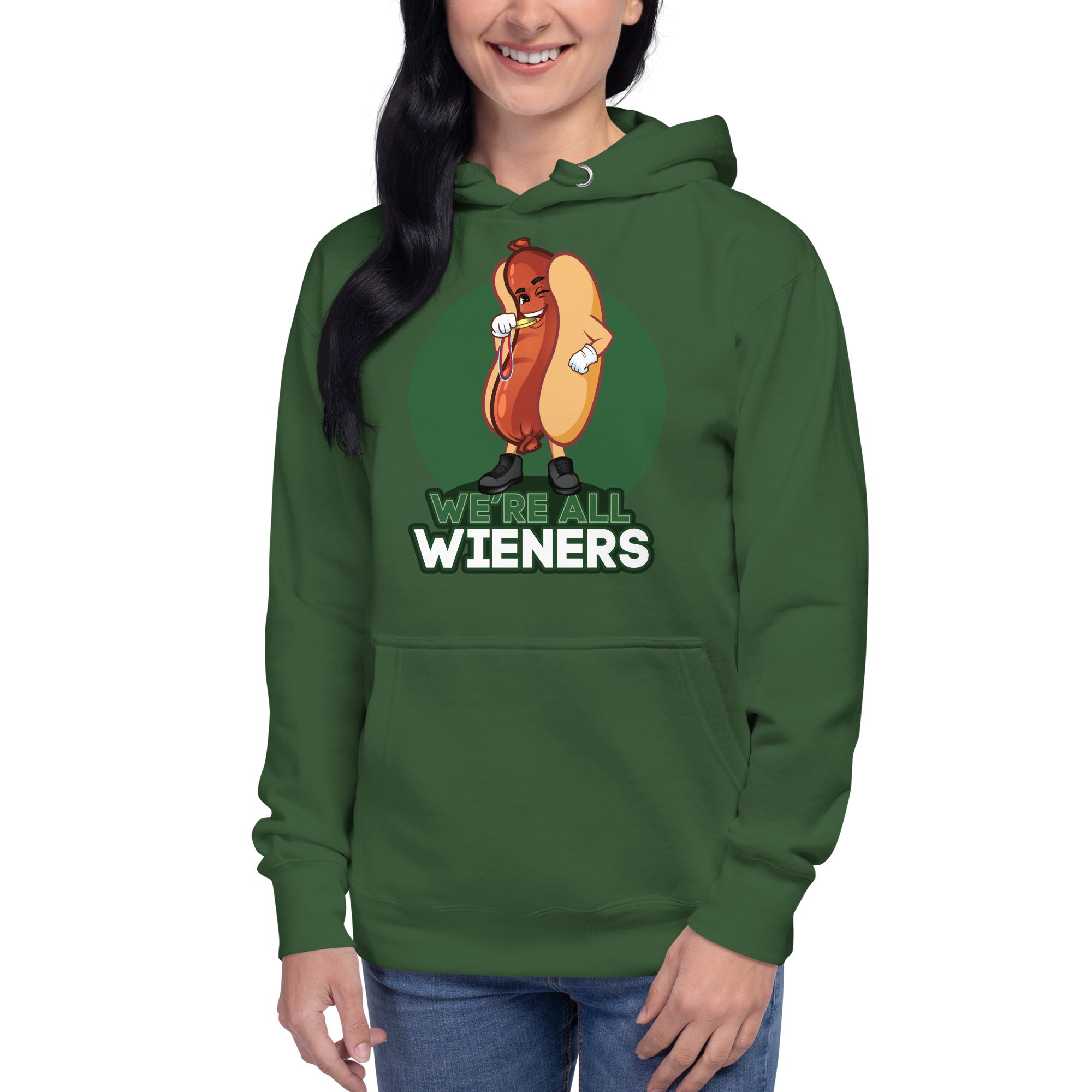 We're All Wieners Original Women's Heavy Hoodie - Green