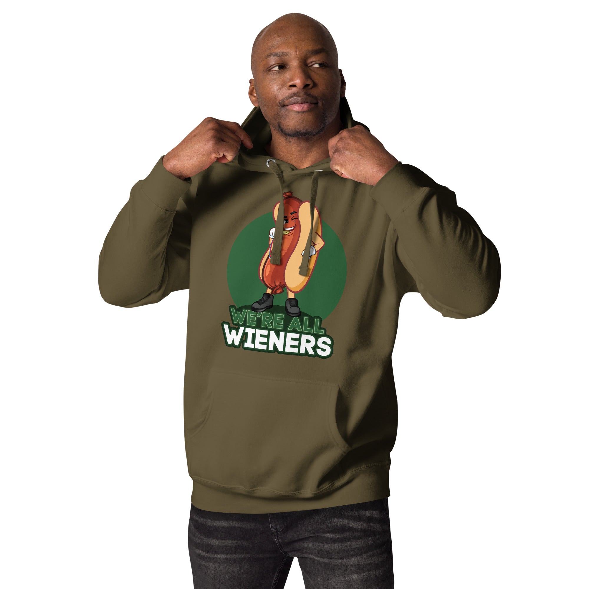 We're All Wieners Original Men's Heavy Hoodie - Green
