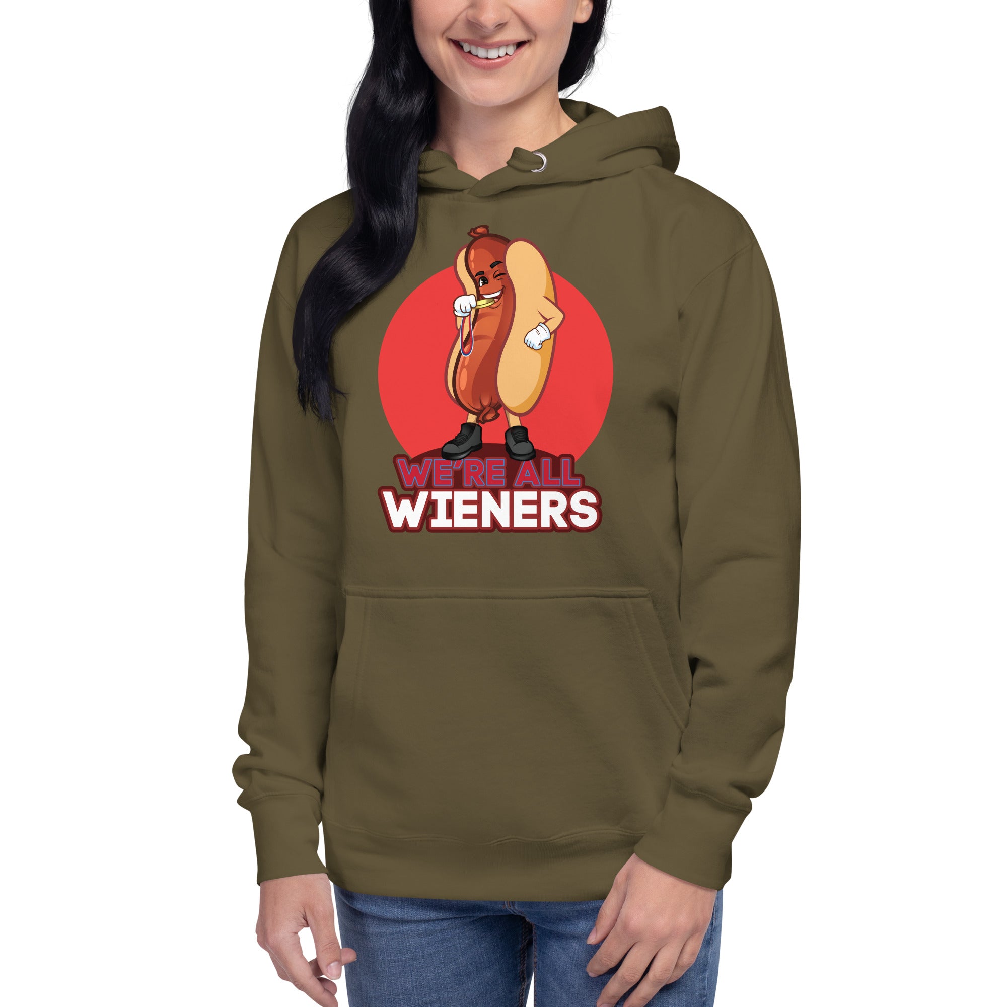 We're All Wieners Women's Heavy Hoodie - Red