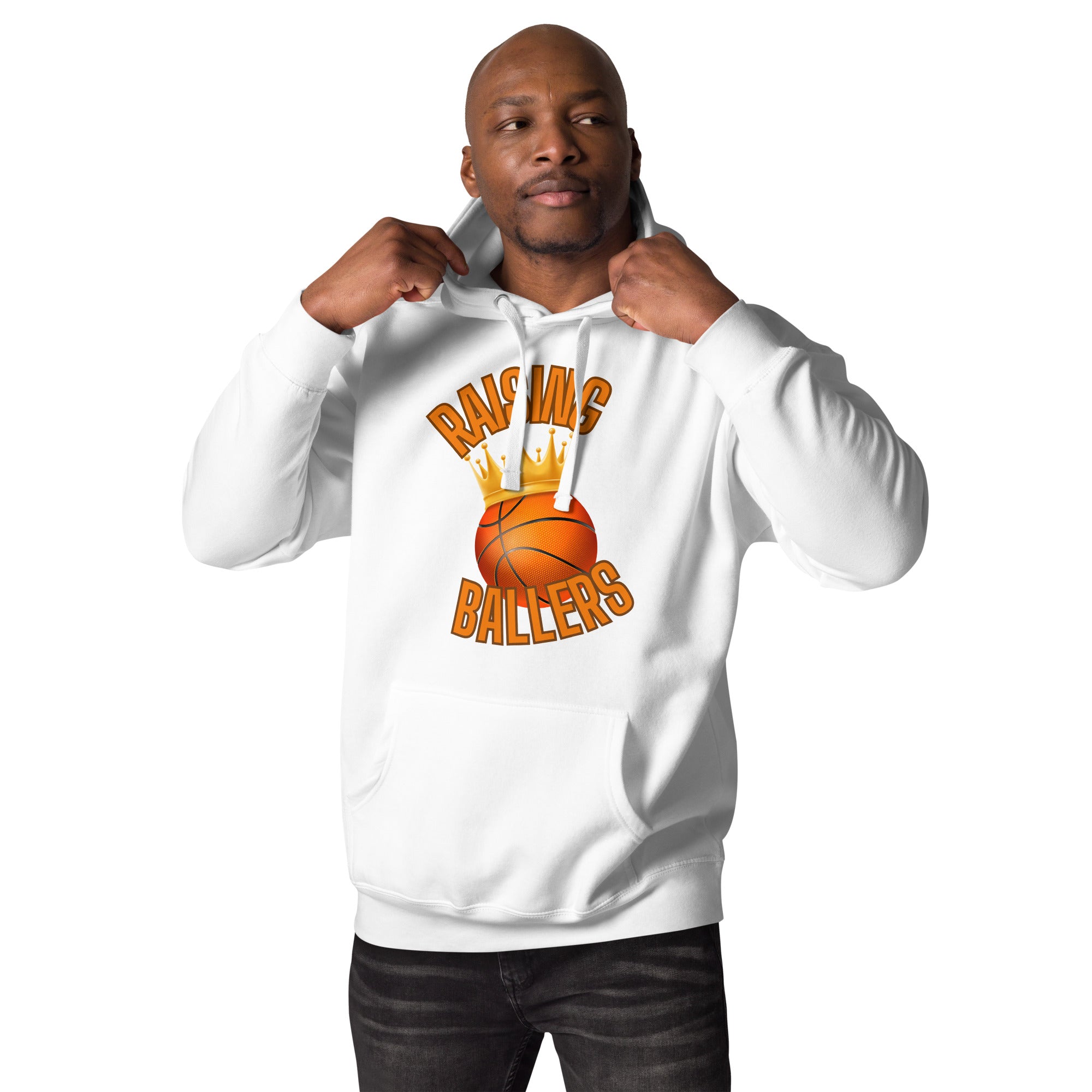 Raising Ballers Men's Heavy Hoodie White | The Original Sports Mom