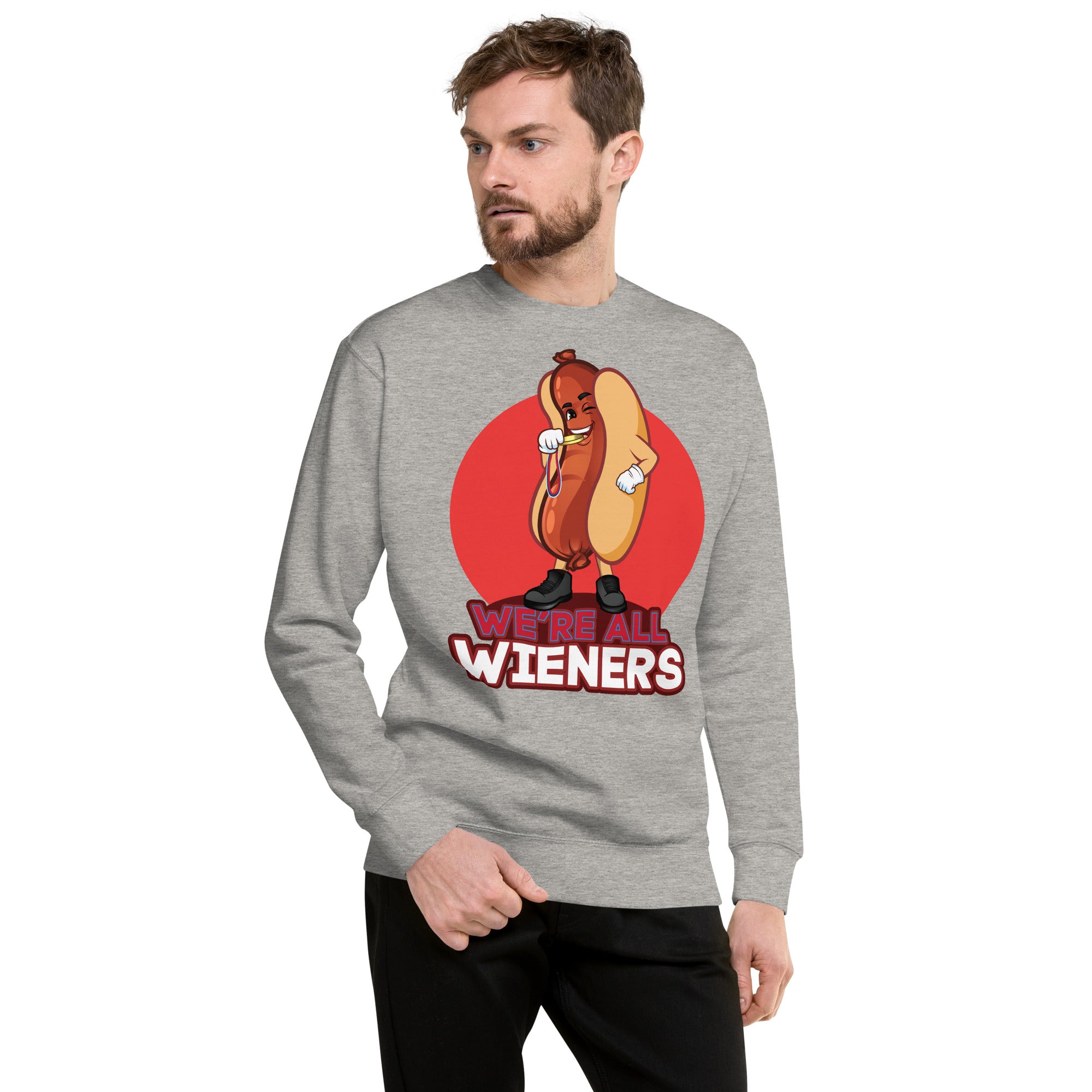 We're All Wiener's Men's Original Crew Sweatshirt - Red