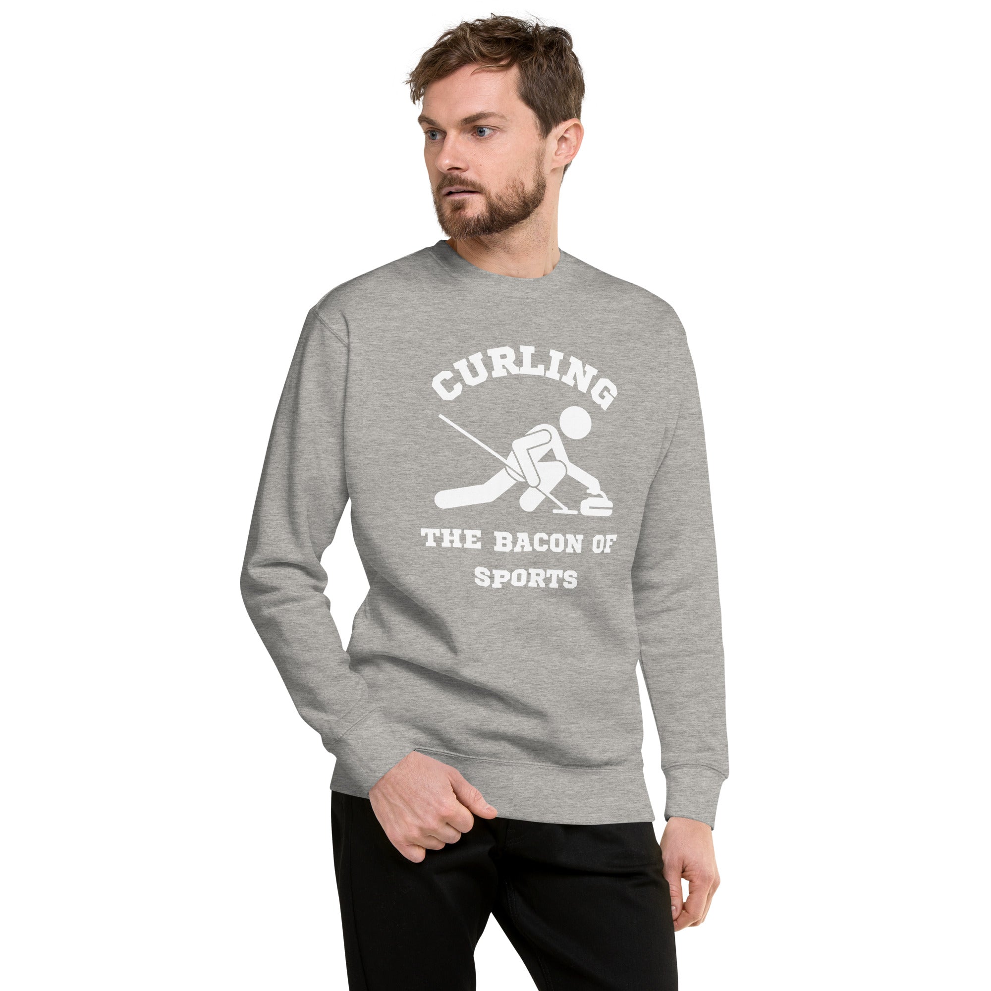 Curling The Bacon Of Sports Men's Heavy Crew Sweatshirt