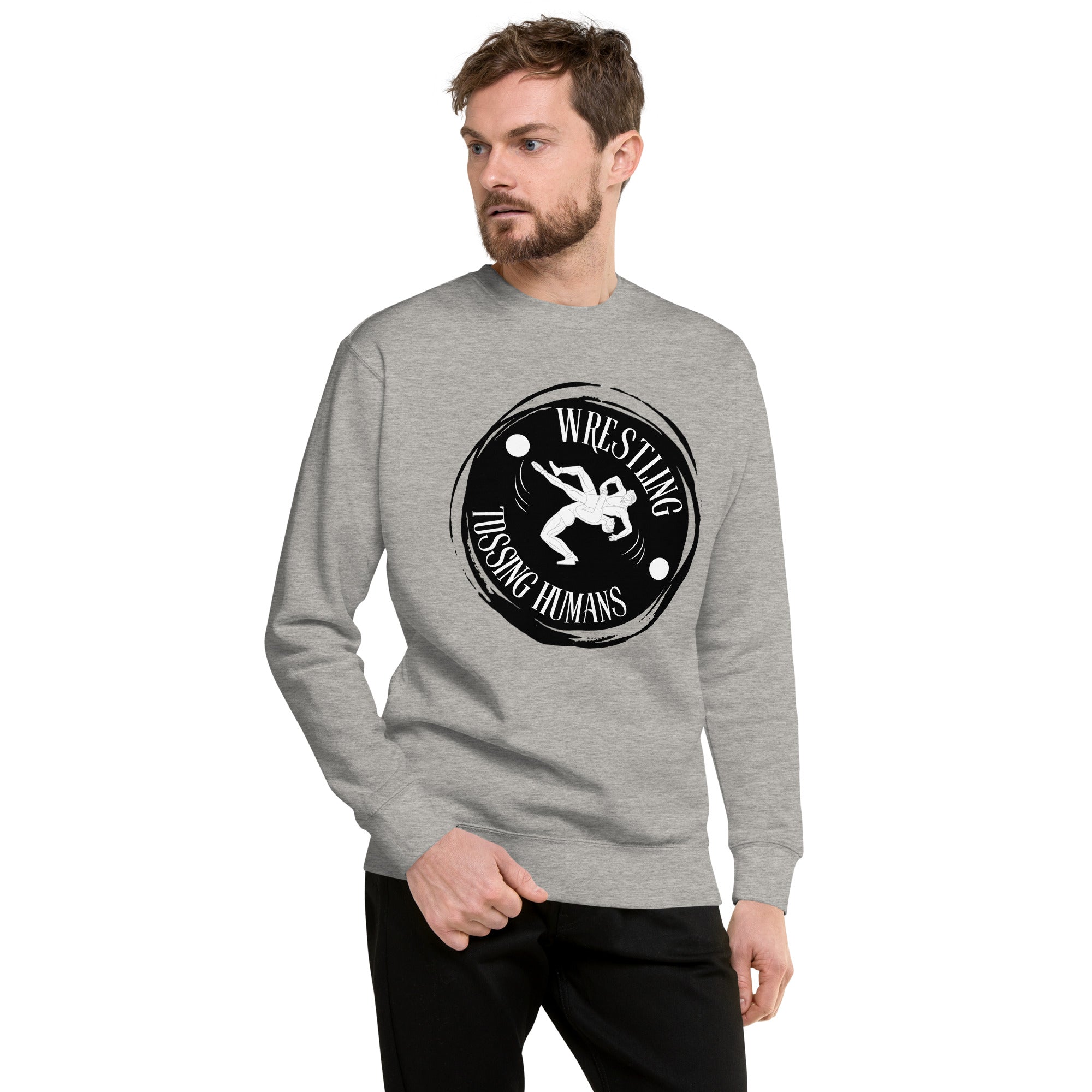 Wrestling Tossing Humans Heavy Crew Men's Sweatshirt