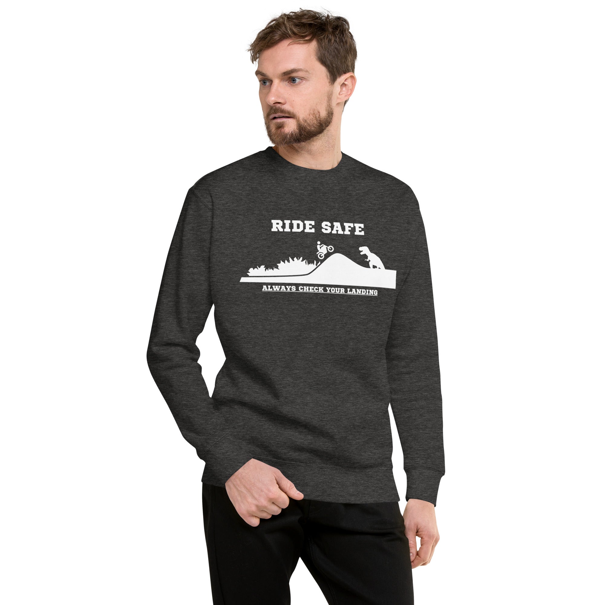 Ride Safe Check Your Landing Men's Heavy Crew Sweatshirt