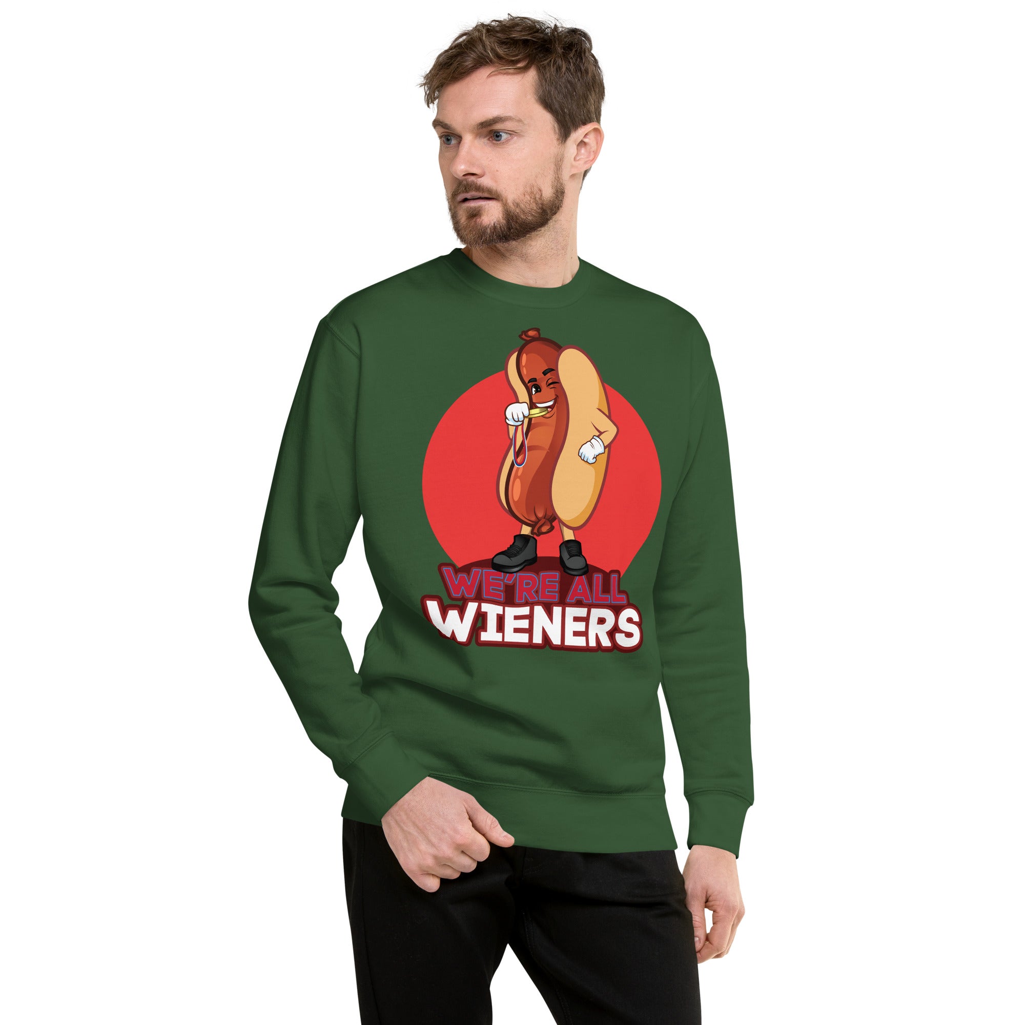 We're All Wiener's Men's Original Crew Sweatshirt - Red