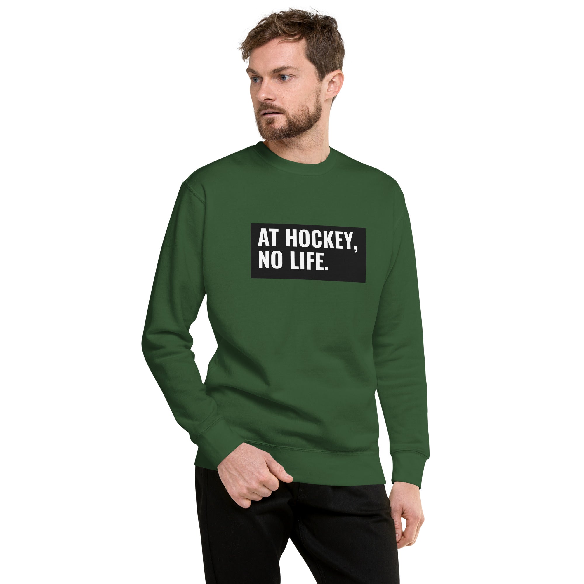 At Hockey, No Life Men's Heavy Crew Sweatshirt