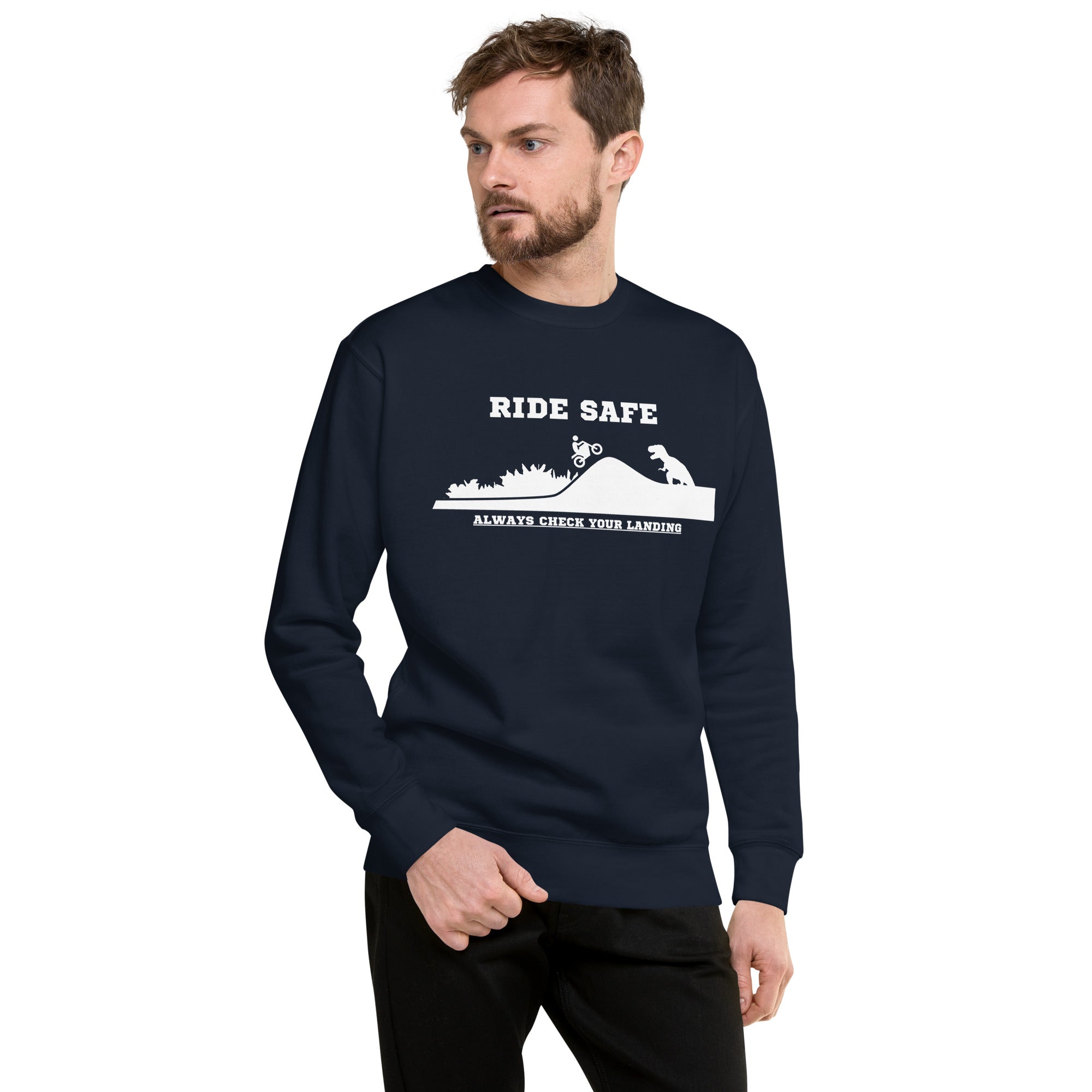 Ride Safe Check Your Landing Men's Heavy Crew Sweatshirt