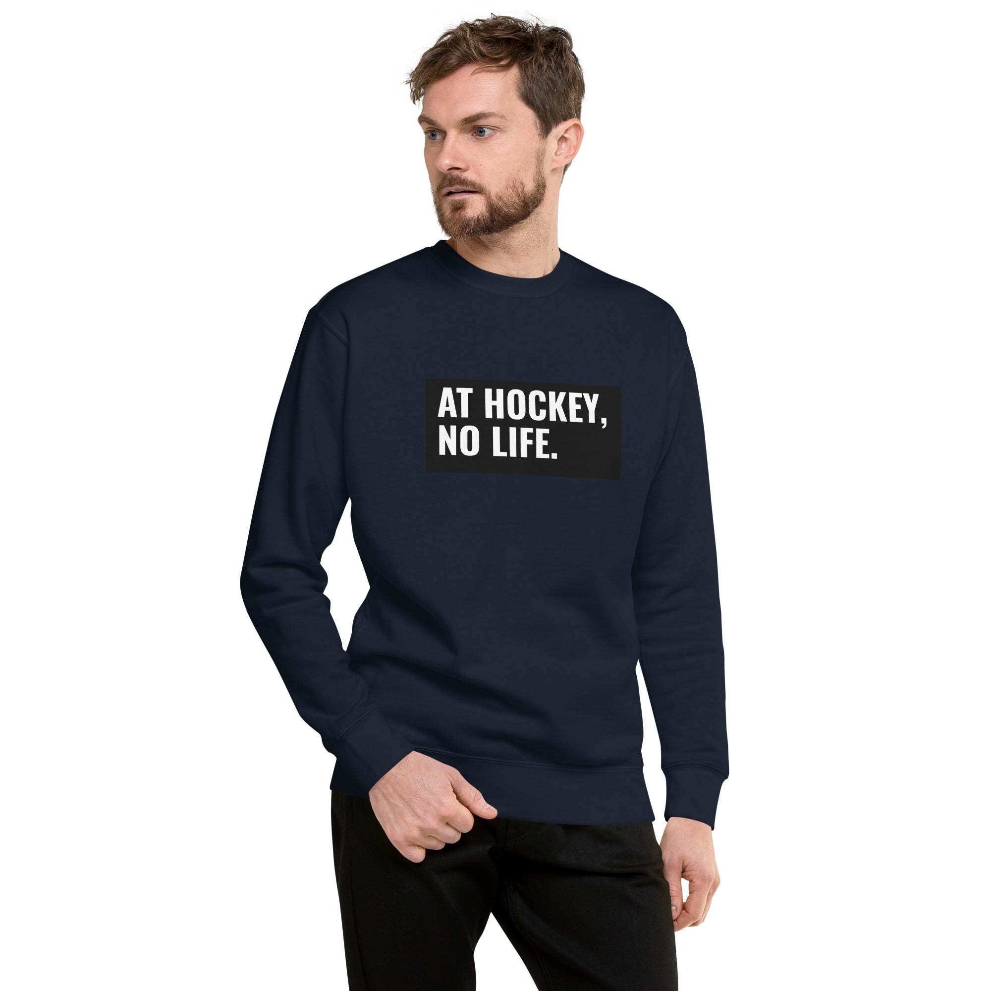 At Hockey, No Life Men's Heavy Crew Sweatshirt