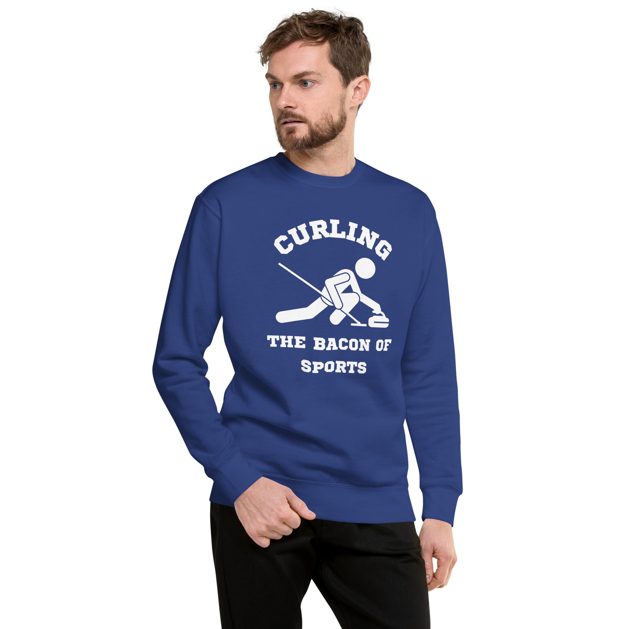 Curling The Bacon Of Sports Men's Heavy Crew Sweatshirt