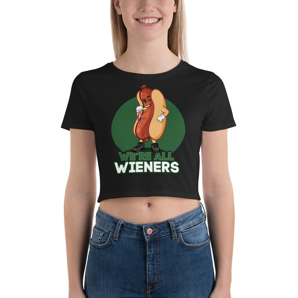 We're All Wieners Women's Crop Tee - Green