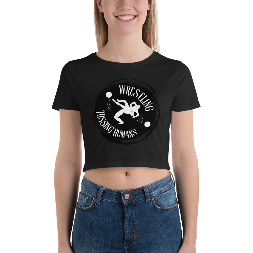 Wrestling Tossing Humans Women's Crop Tee