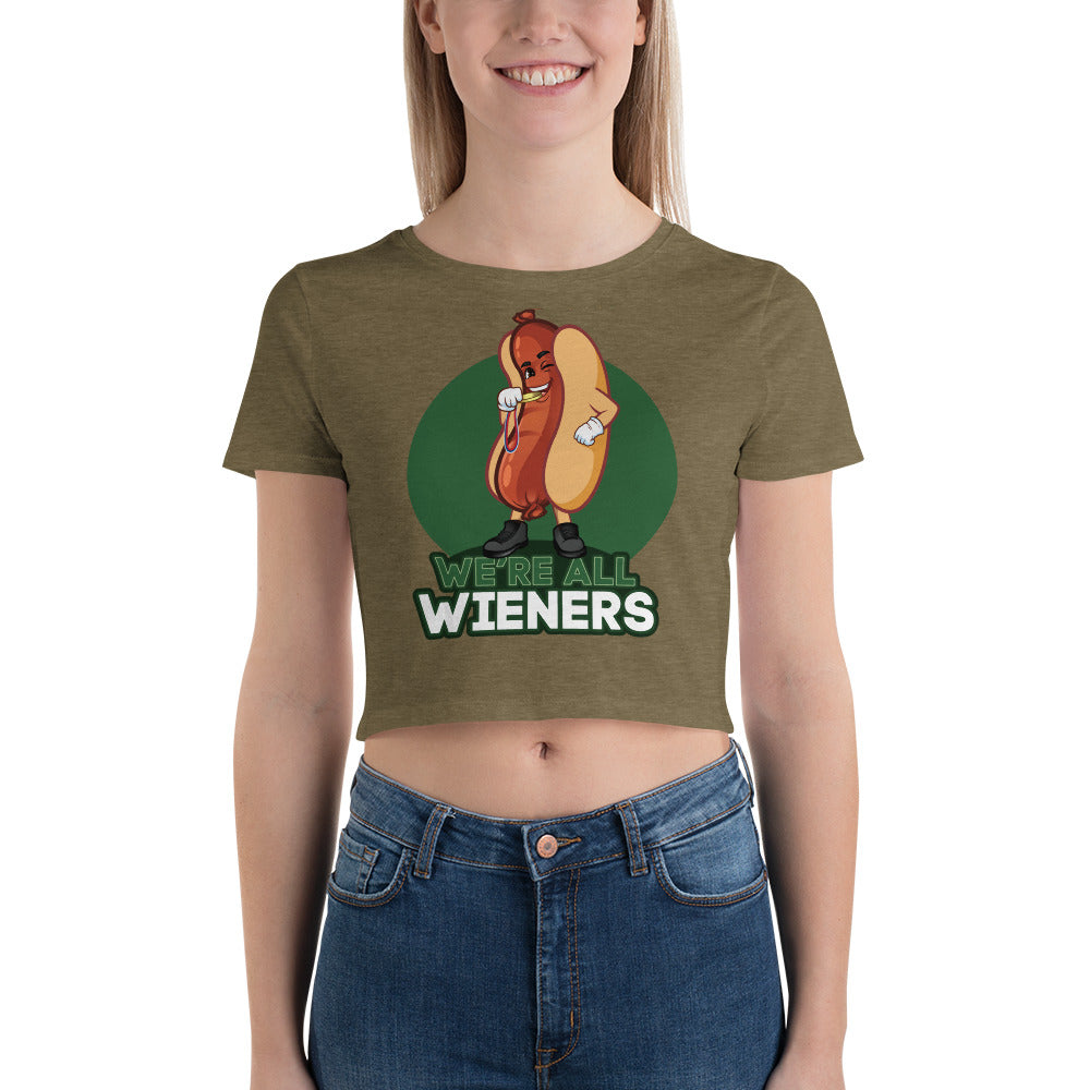 We're All Wieners Women's Crop Tee - Green